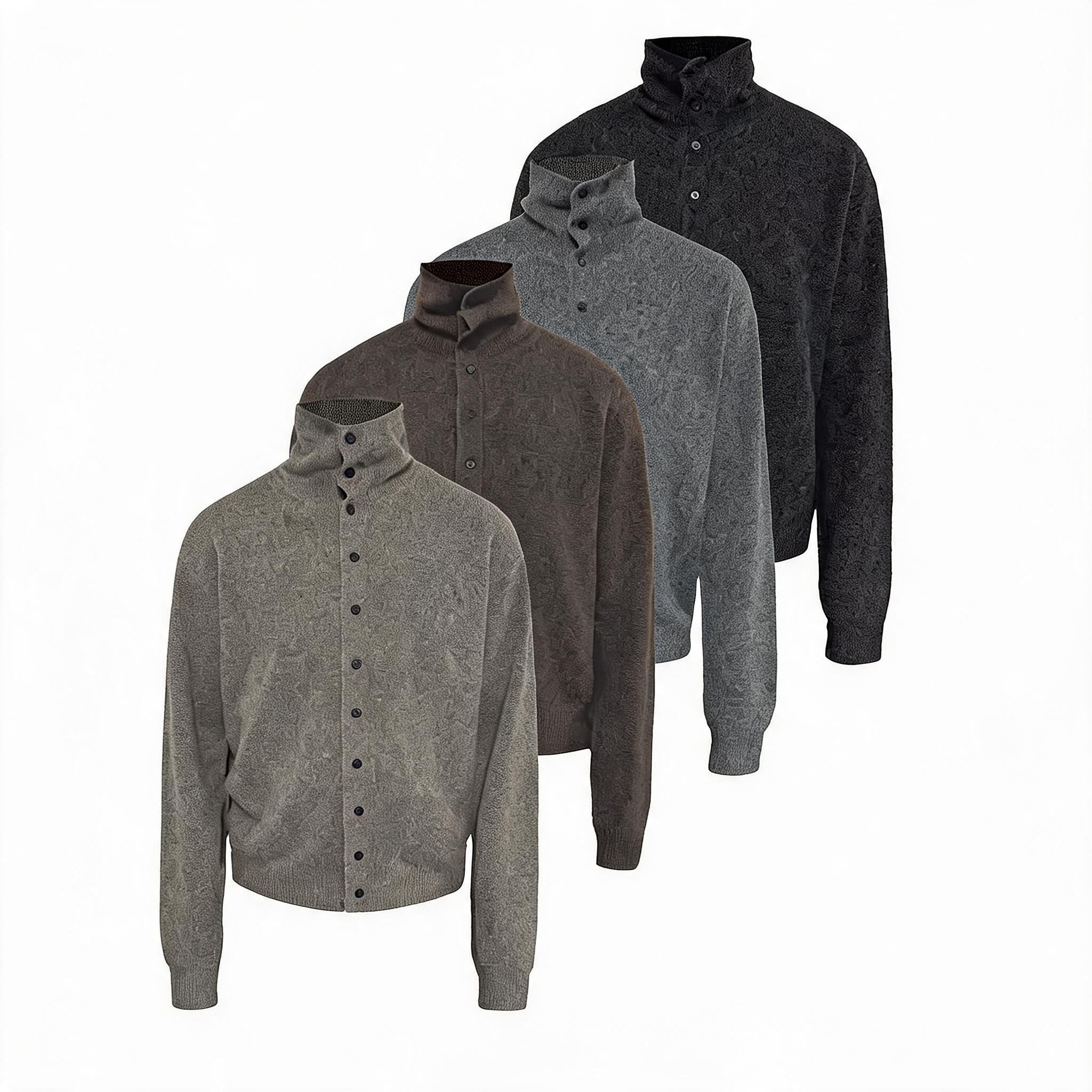 Marled Turtleneck Cardigan Sweater