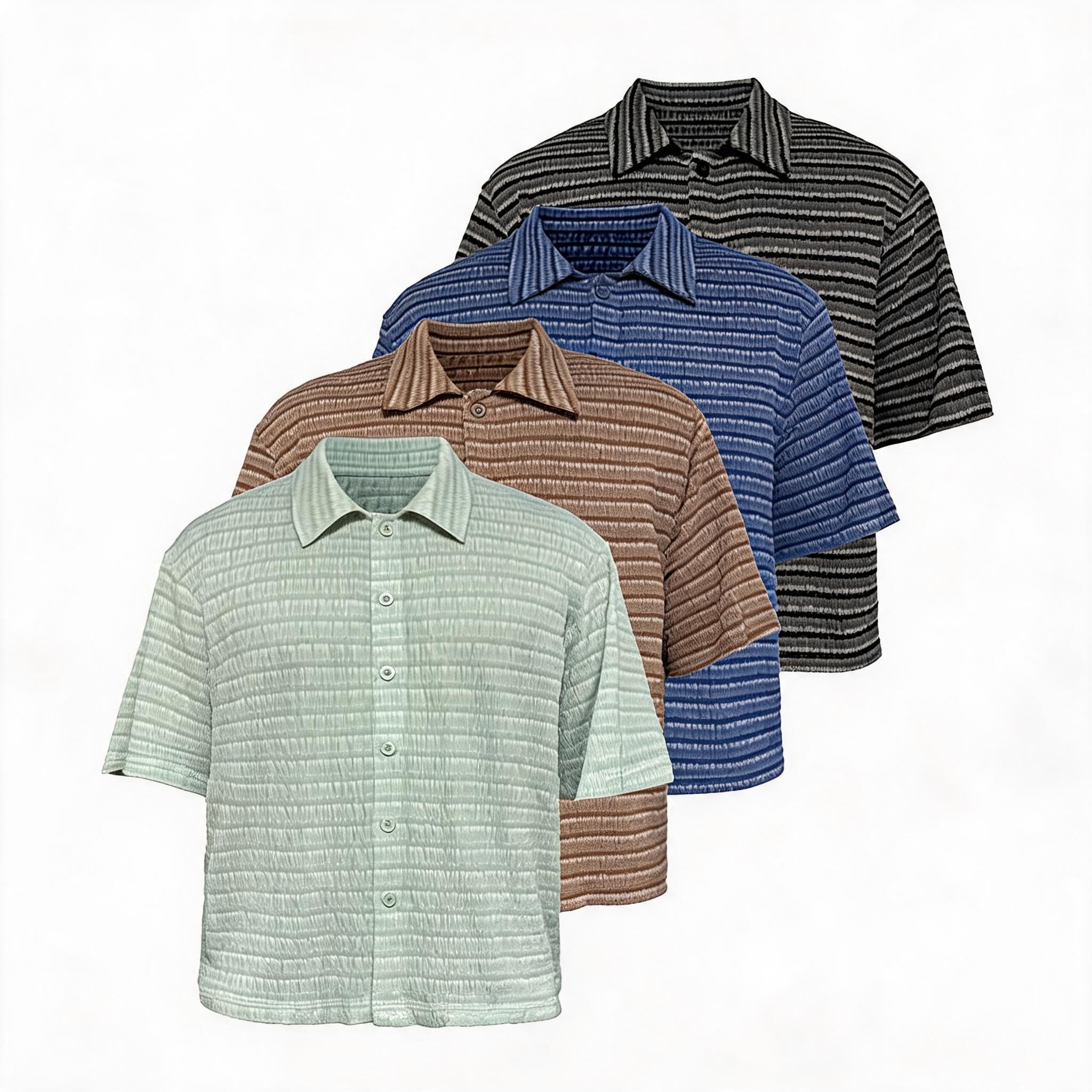 Loose Striped Knit Short-Sleeve Shirts