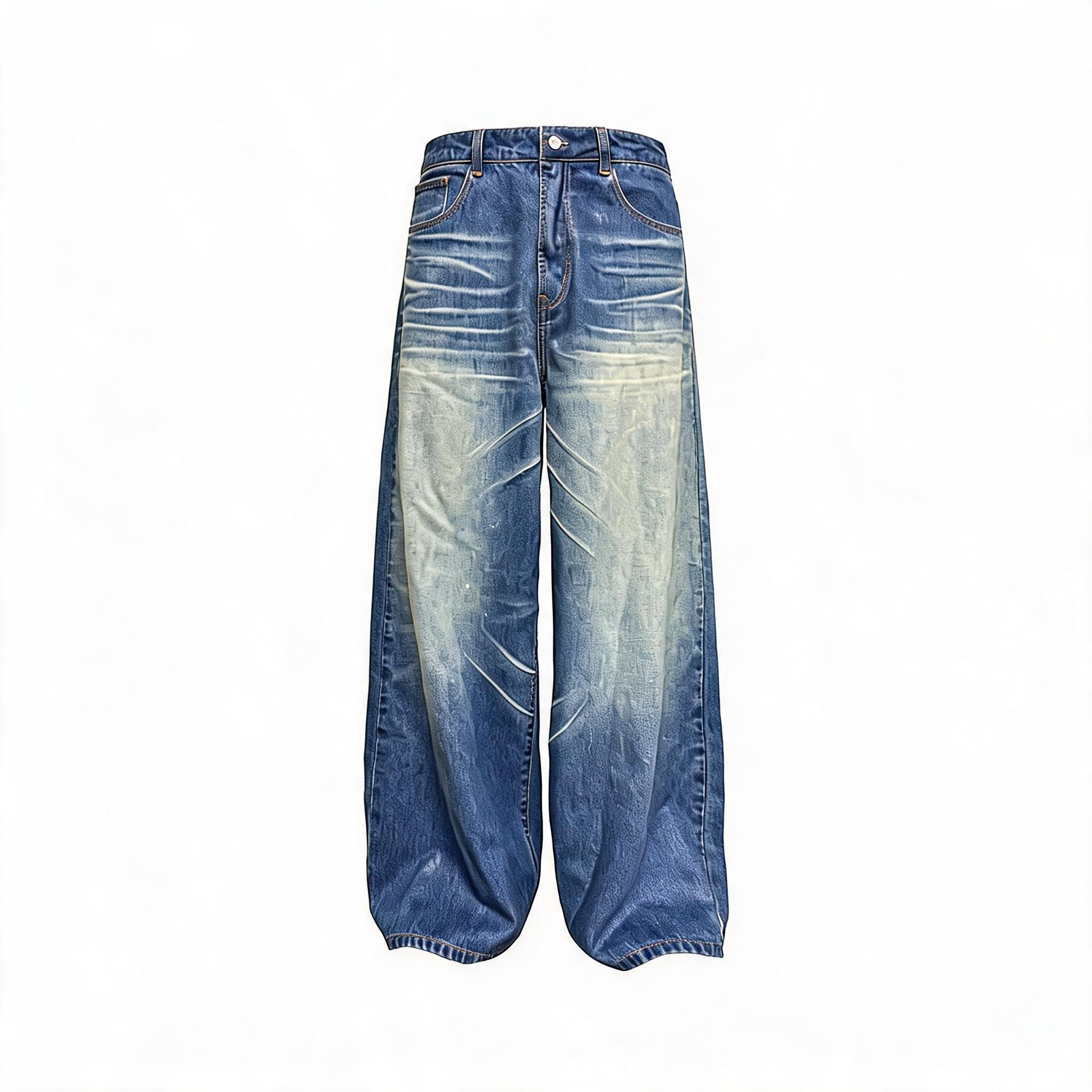 Icy Blue Vintage Coated Baggy Jeans