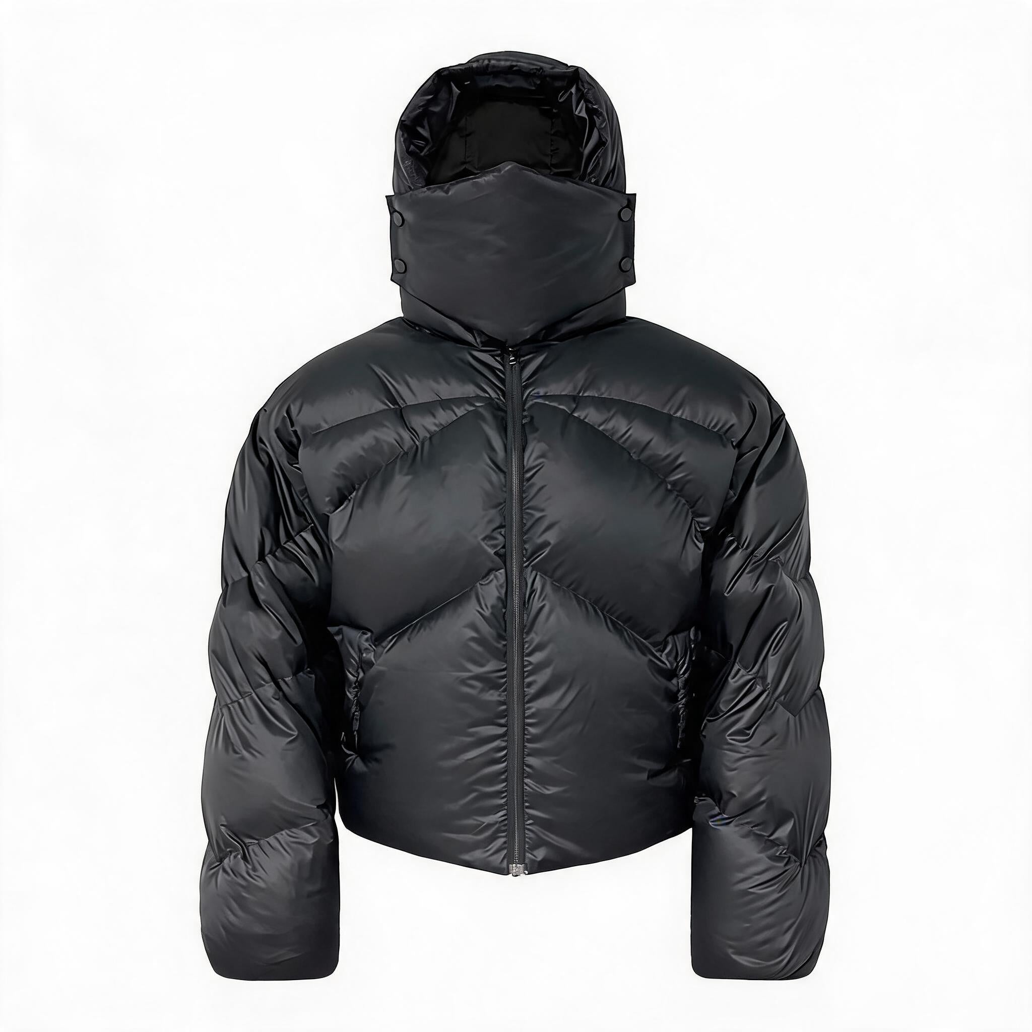 Duck Down Jacket With Removable Mask