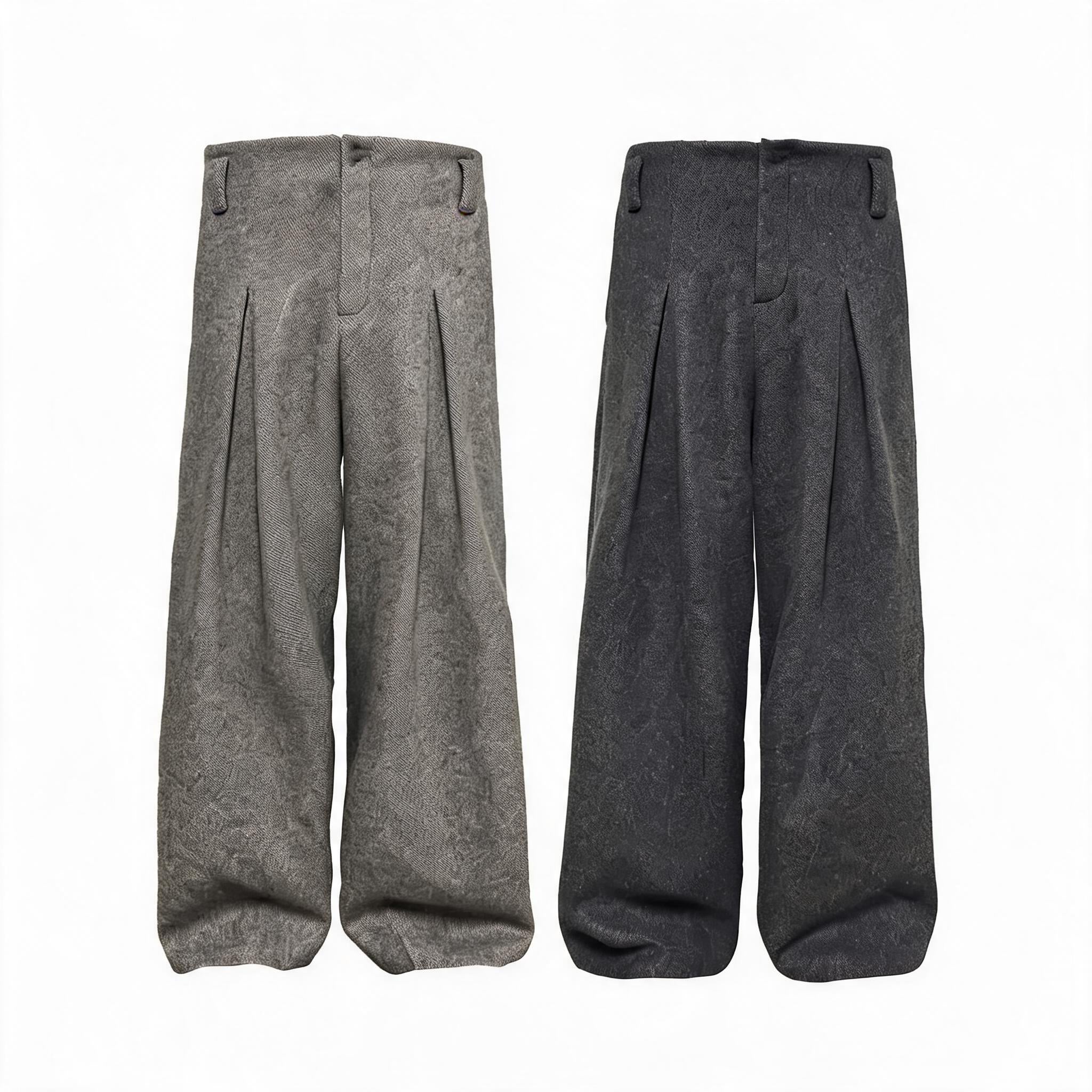 Pleated Wide Leg Wool Blend Pants