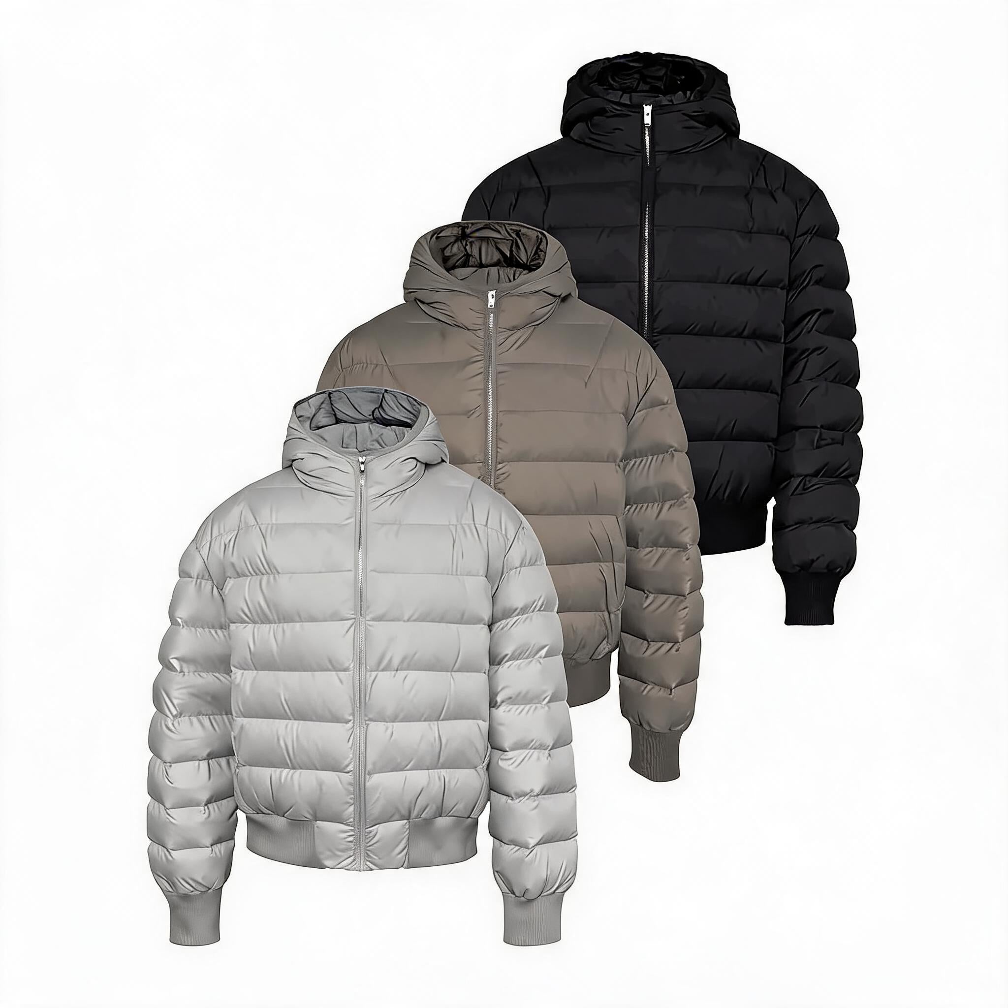 Multi-color Loose Quilted Hooded Down Jackets