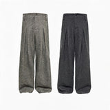 Pleated Wide Leg Wool Blend Pants
