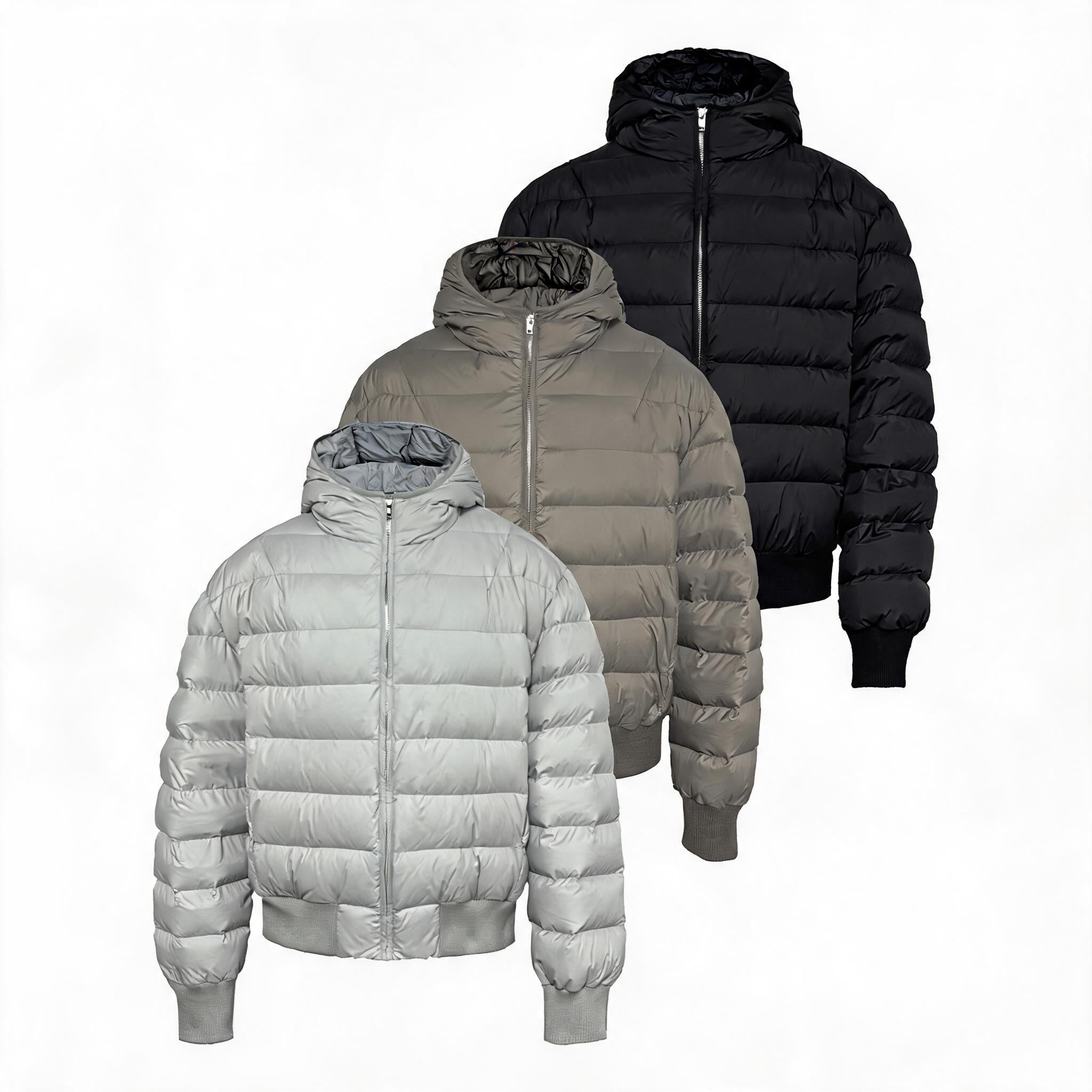 Multi-color Loose Quilted Hooded Down Jackets