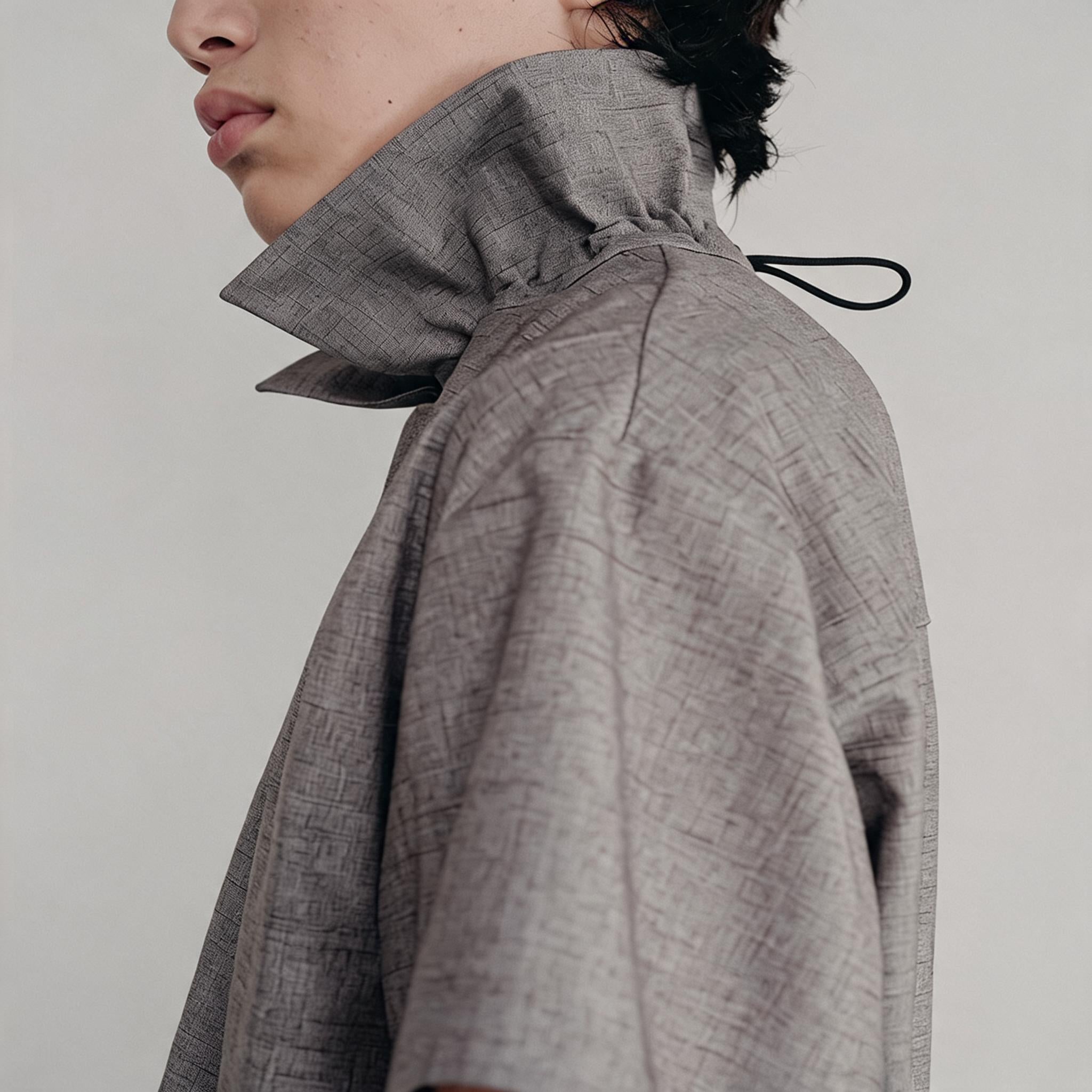 Ruffled Collar Cotton Linen Buttoned Shirt