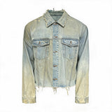 Cropped Ripped Distressed Denim Jacket