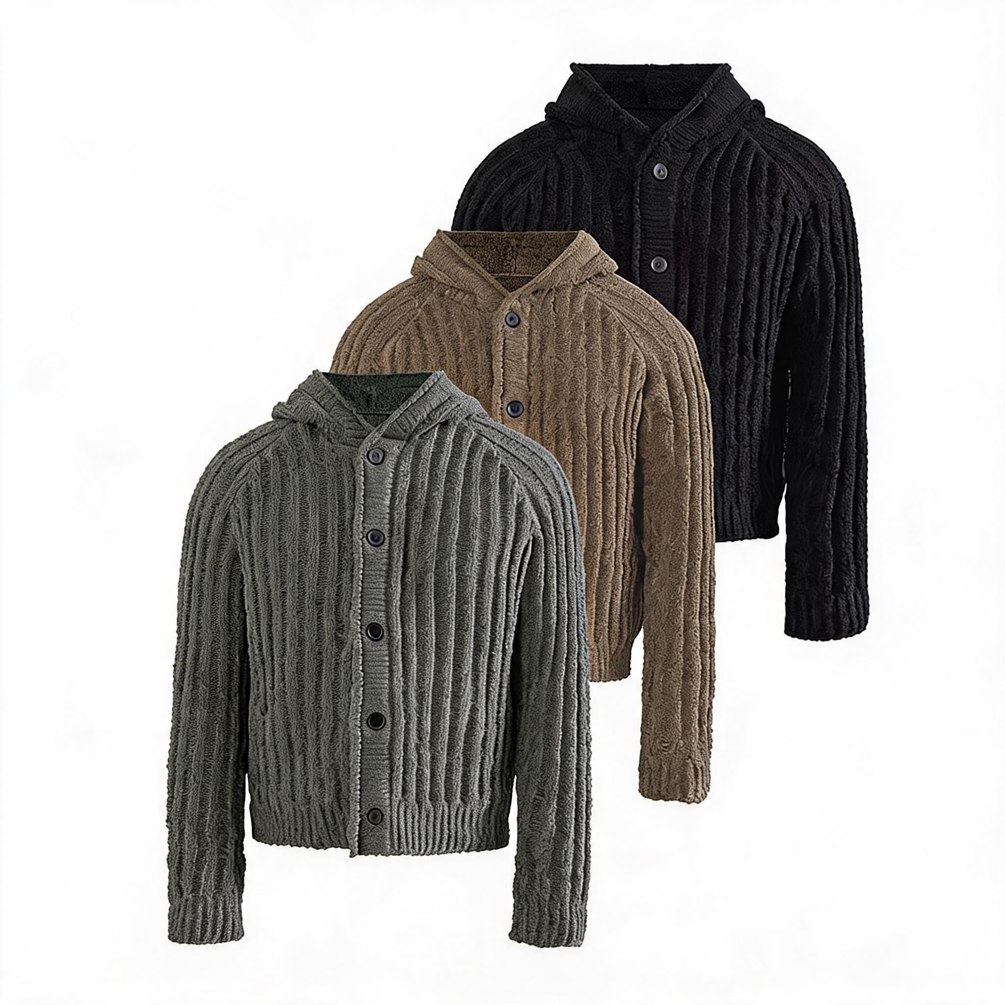 Ribbed Knit Hooded Sweater