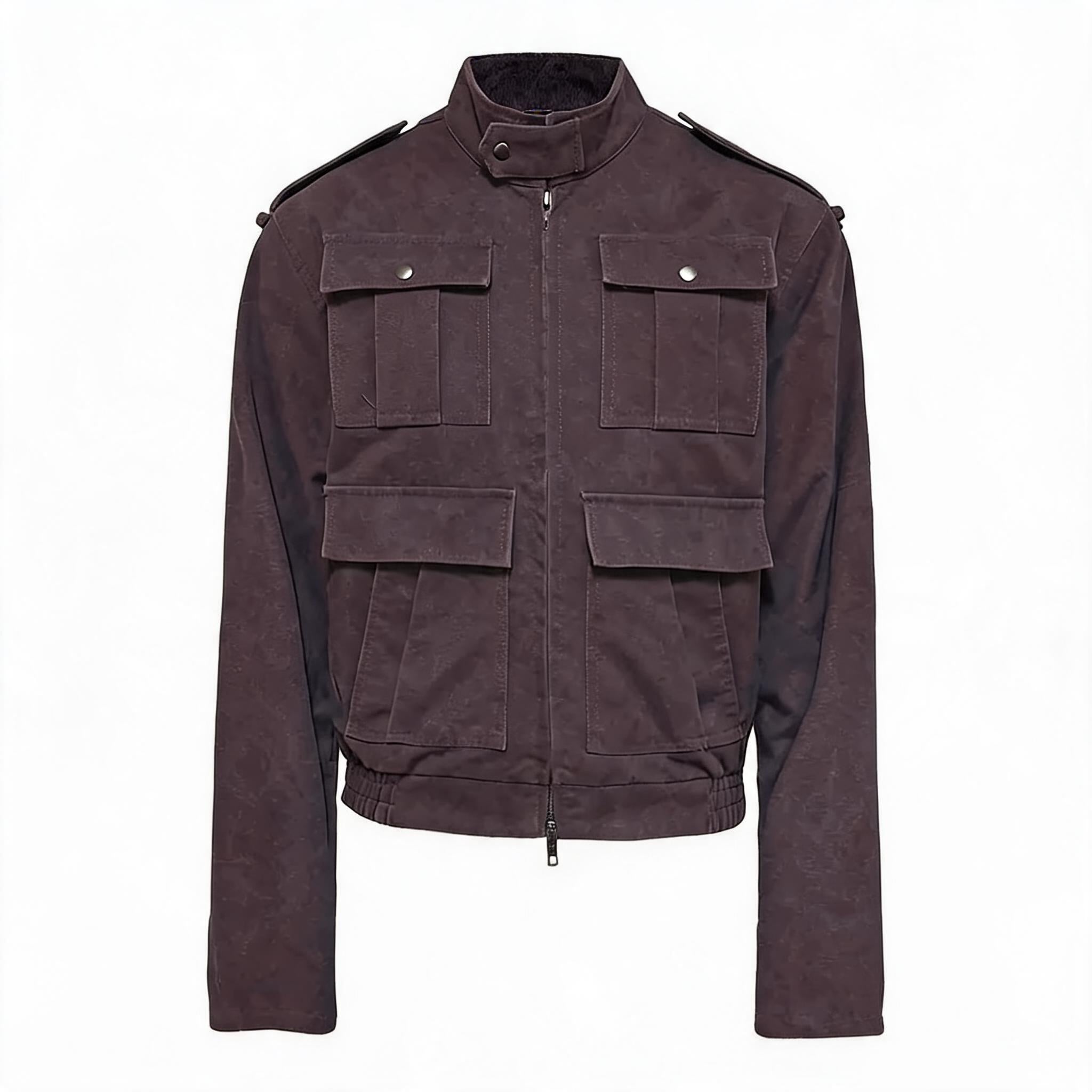 Frost Purple Washed-Brushed Multi-pocket Work Jacket