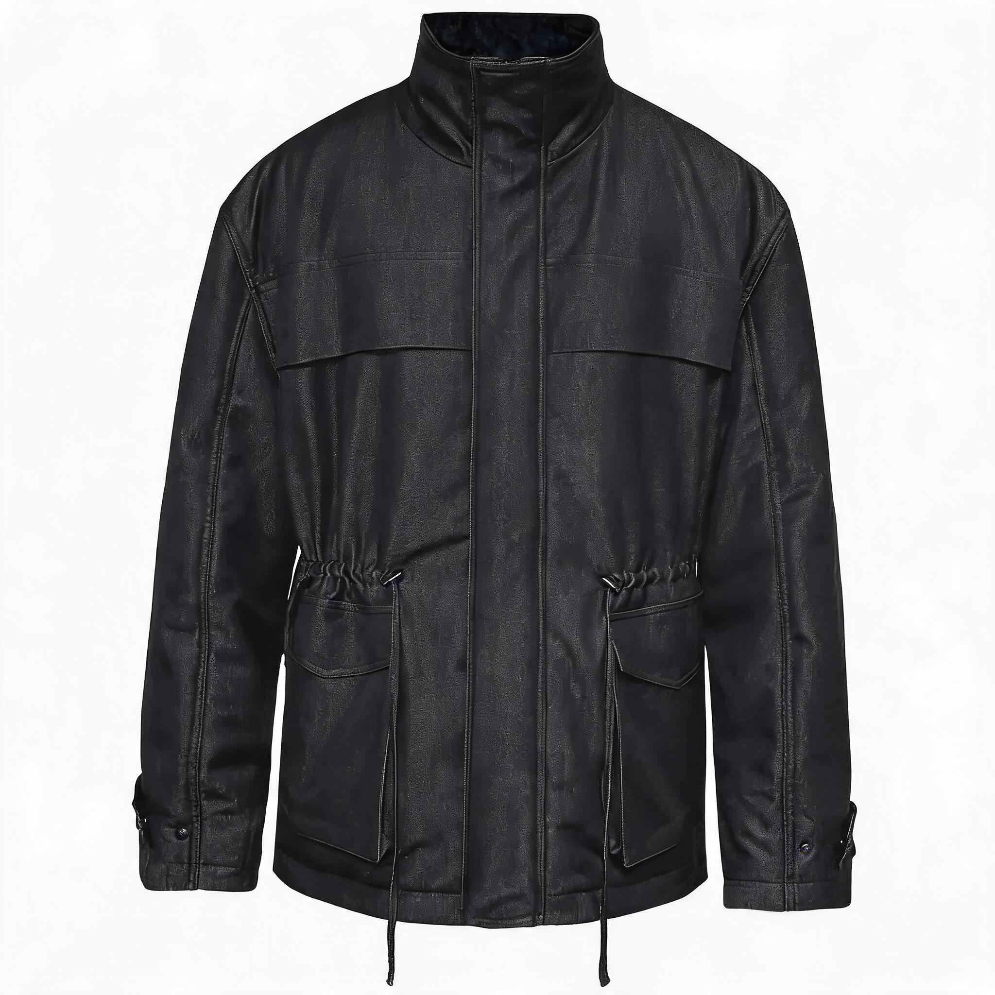 Drawstring High Neck Loose Padded Parka