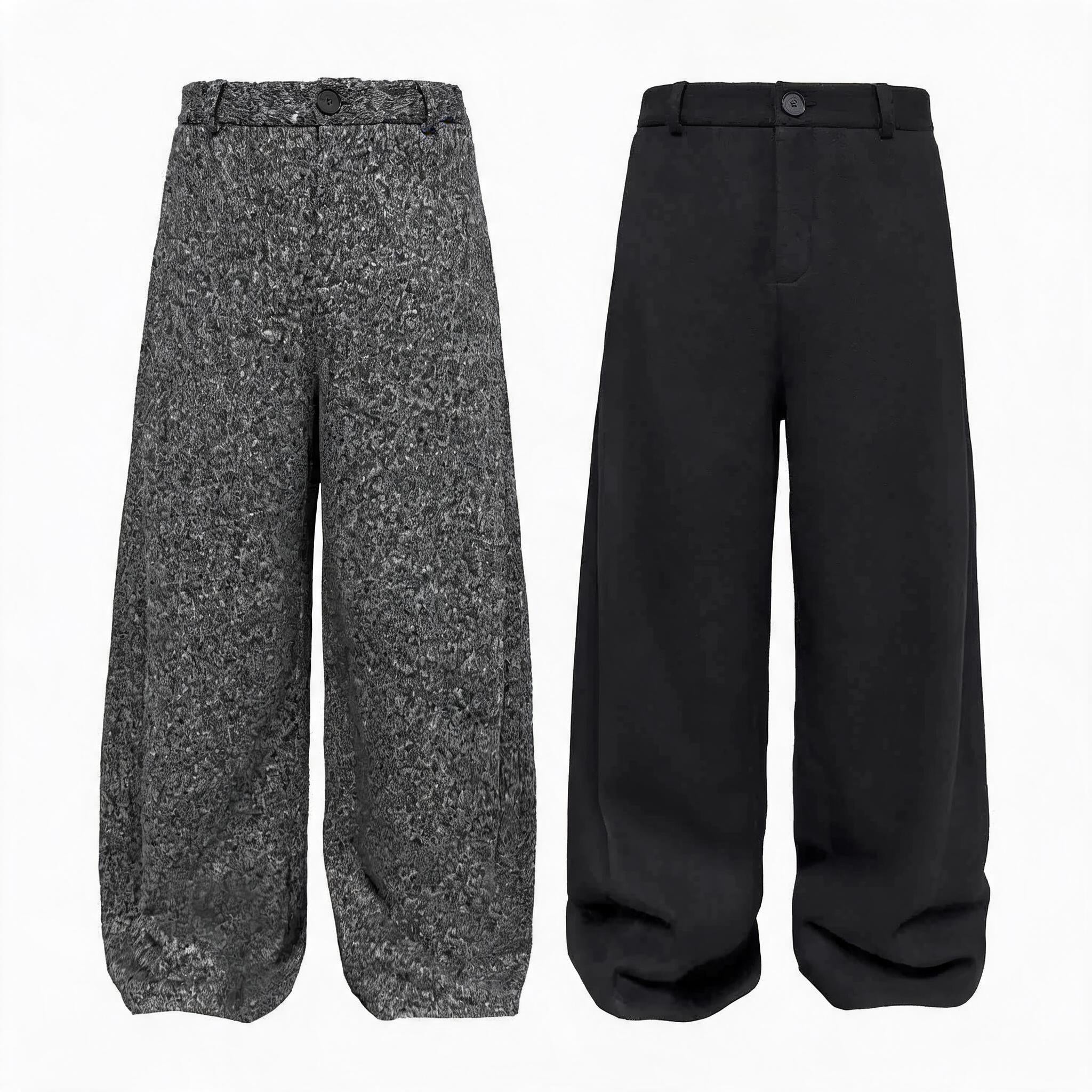 Loose Pleated Wool Pants