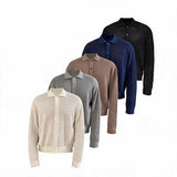 Pick Stitch Polo Collar Knitted Cardigan