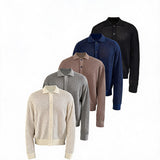 Pick Stitch Polo Collar Knitted Cardigan