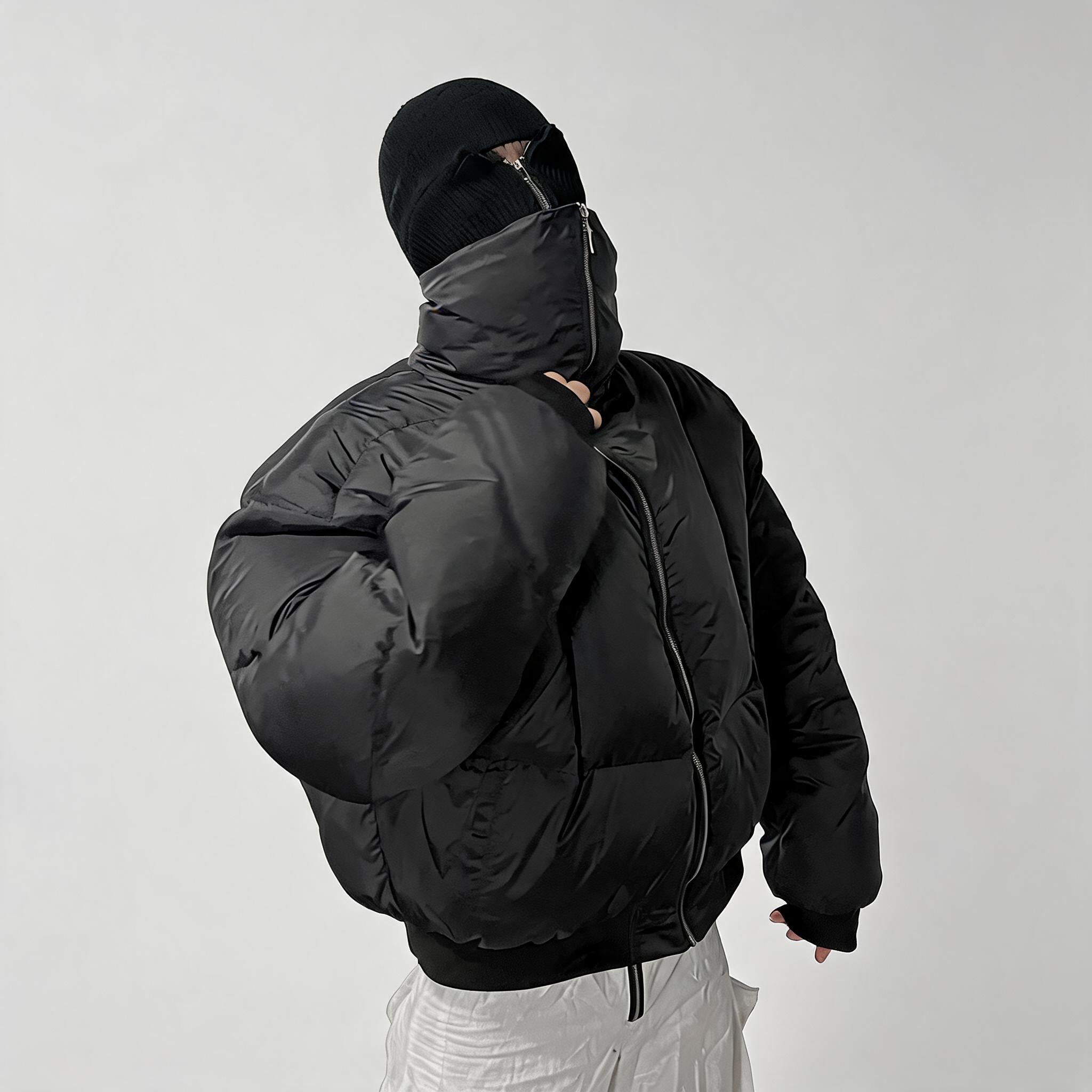 Men's Black Cross Armoured Down Coat