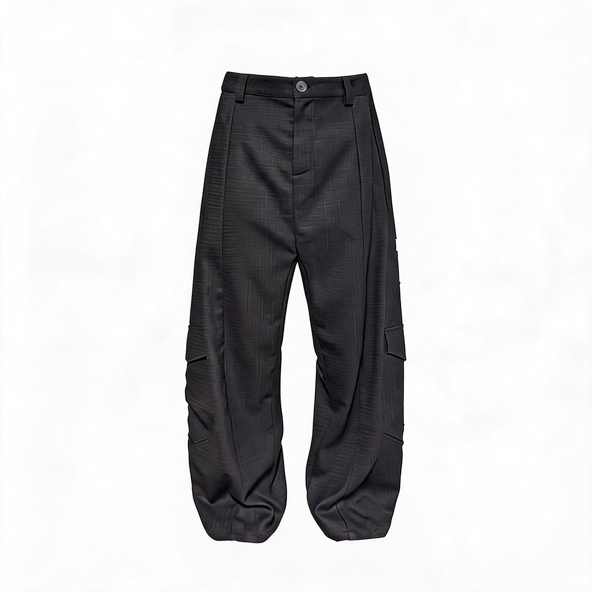 Wool Plaid Drop Crotch Cargo Pants