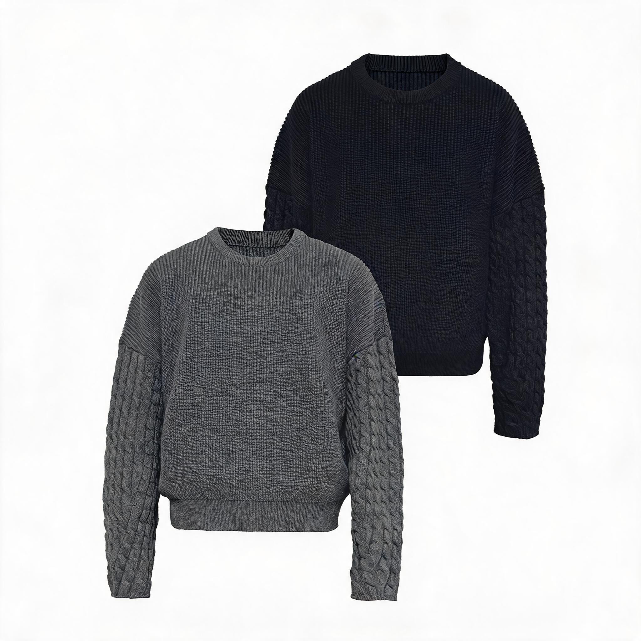 Cable Knit Cotton Drop Shoulder Sweater