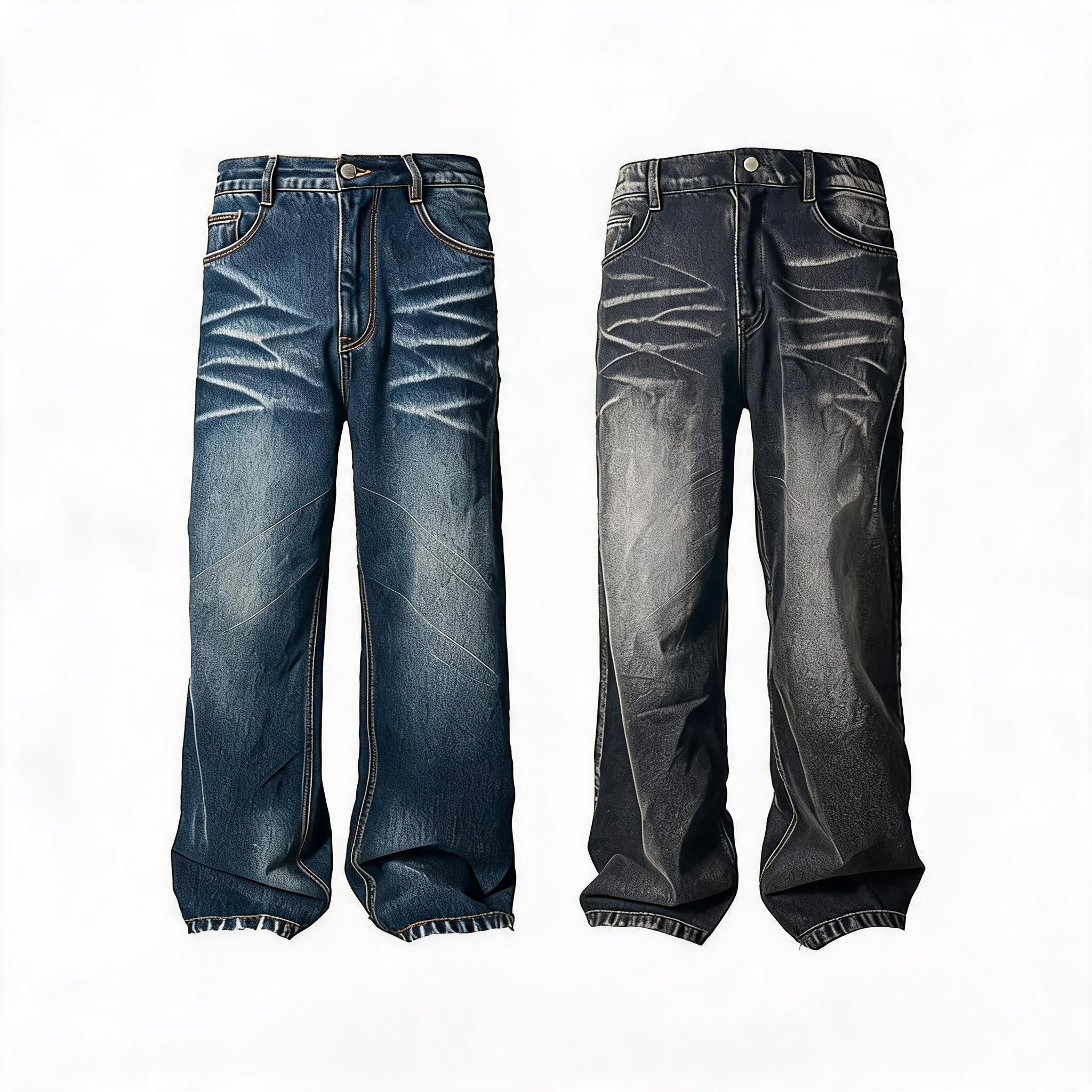 Wave Whisker Loose Flared Jeans