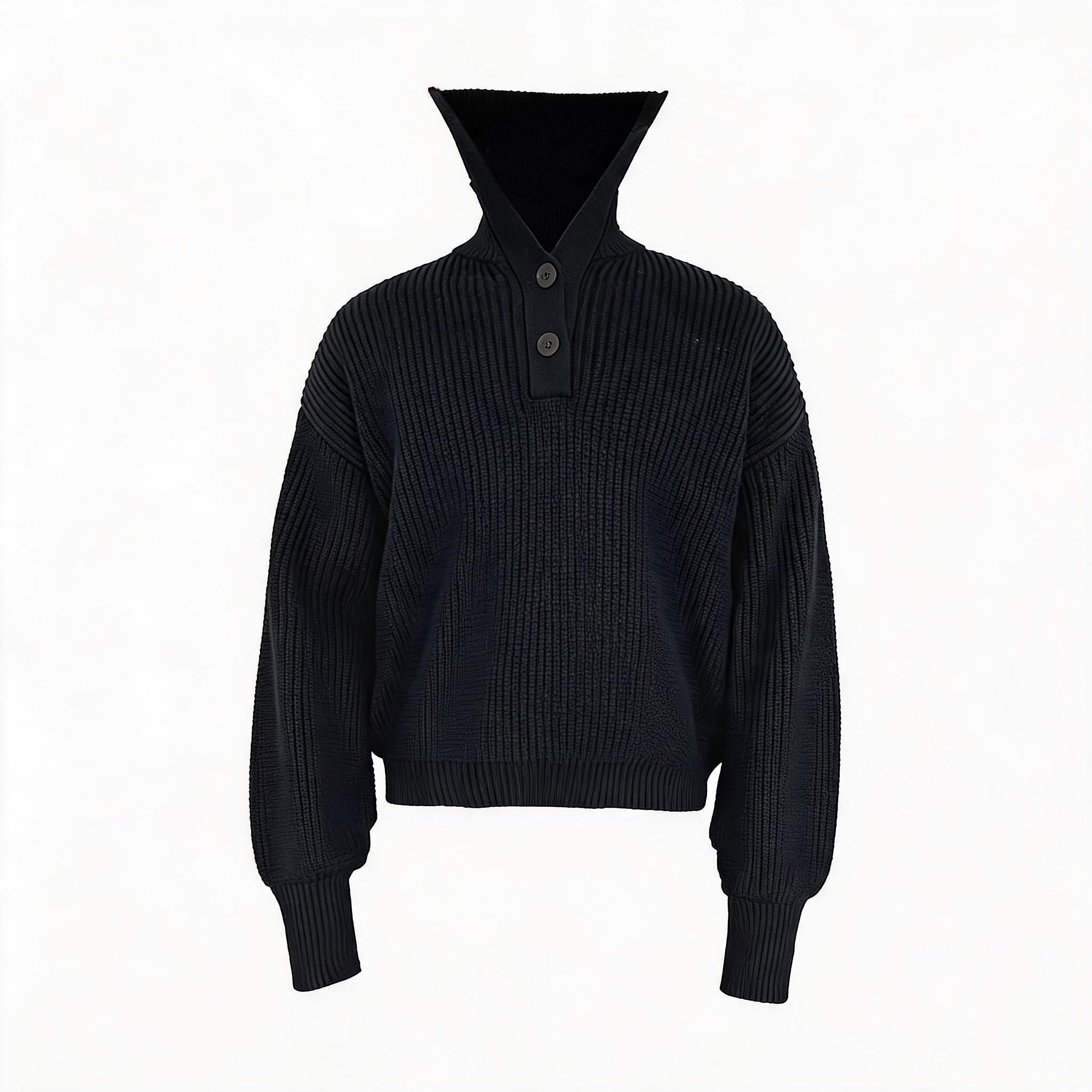 Chunky Knit Collared Button Sweater