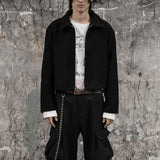 Cropped Wide Structured Terry Wool Jacket