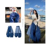 Removable Flap Loose Curved Nylon Pants