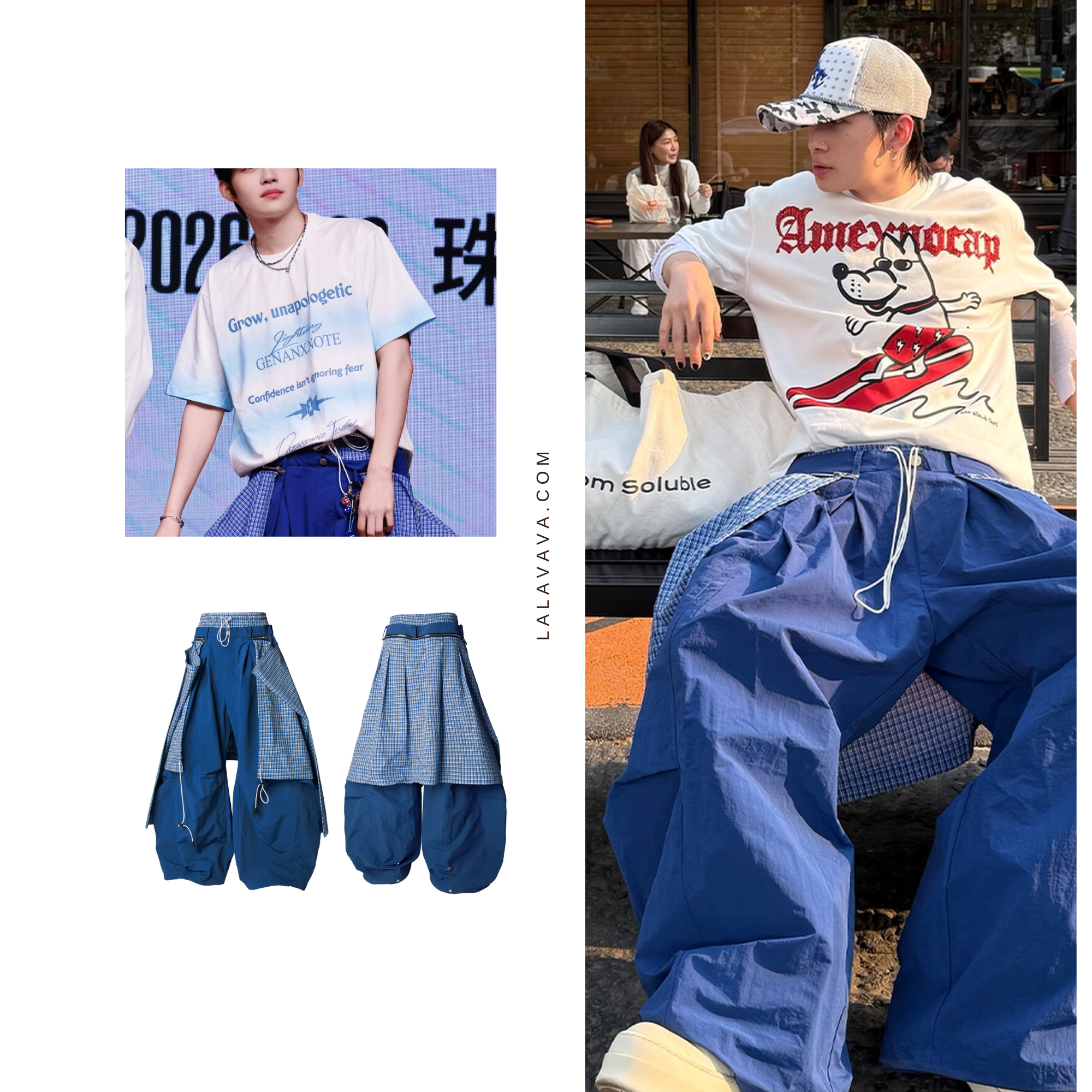Removable Flap Loose Curved Nylon Pants