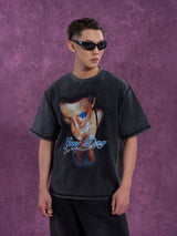 Gray Distressed Rhinestone Print Men's Tee