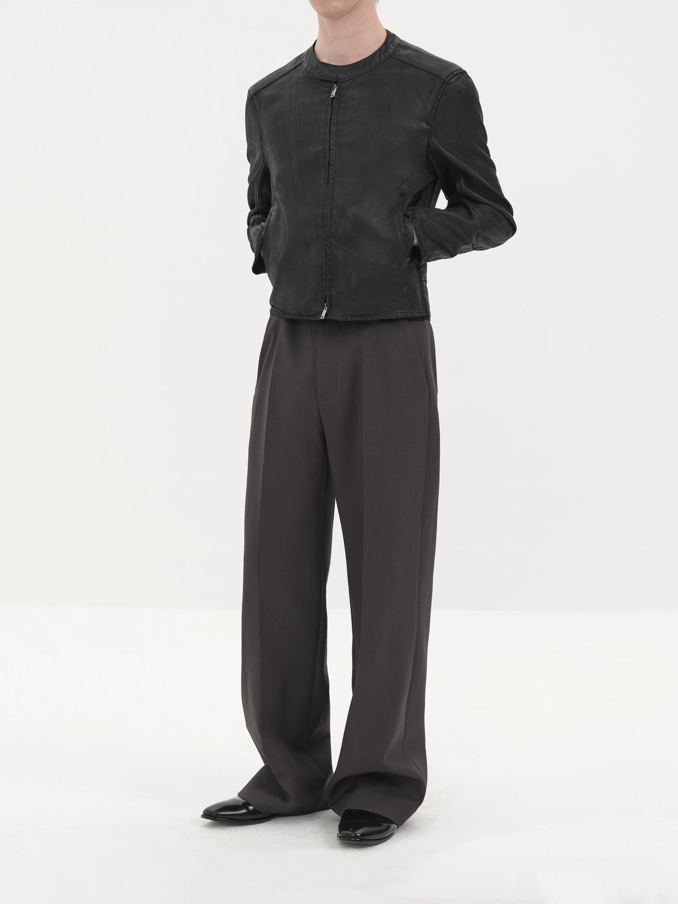 Wrinkle Free Straight Wool Dress Pants