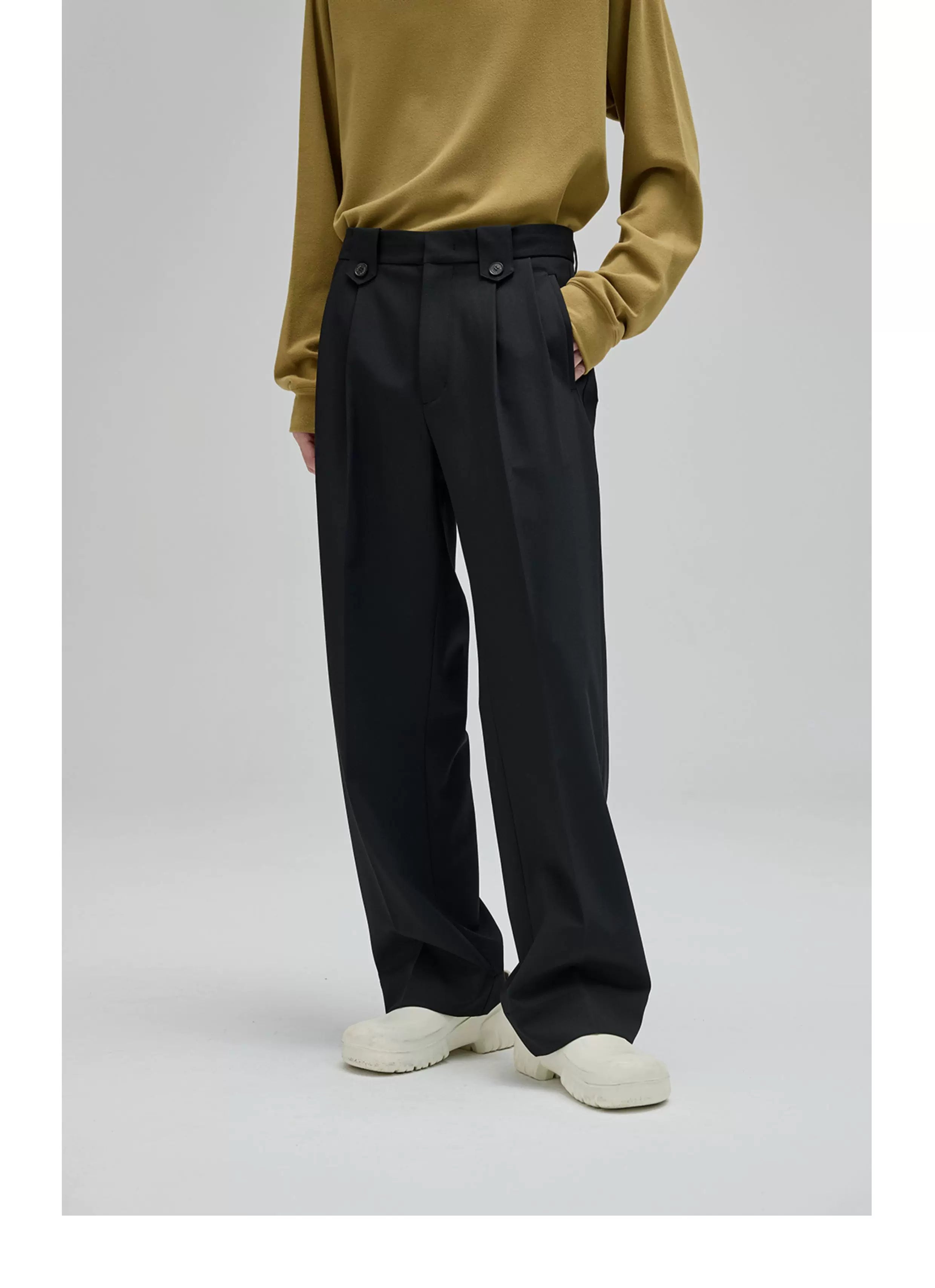 Vintage Pleated Wide Waist Casual Pants