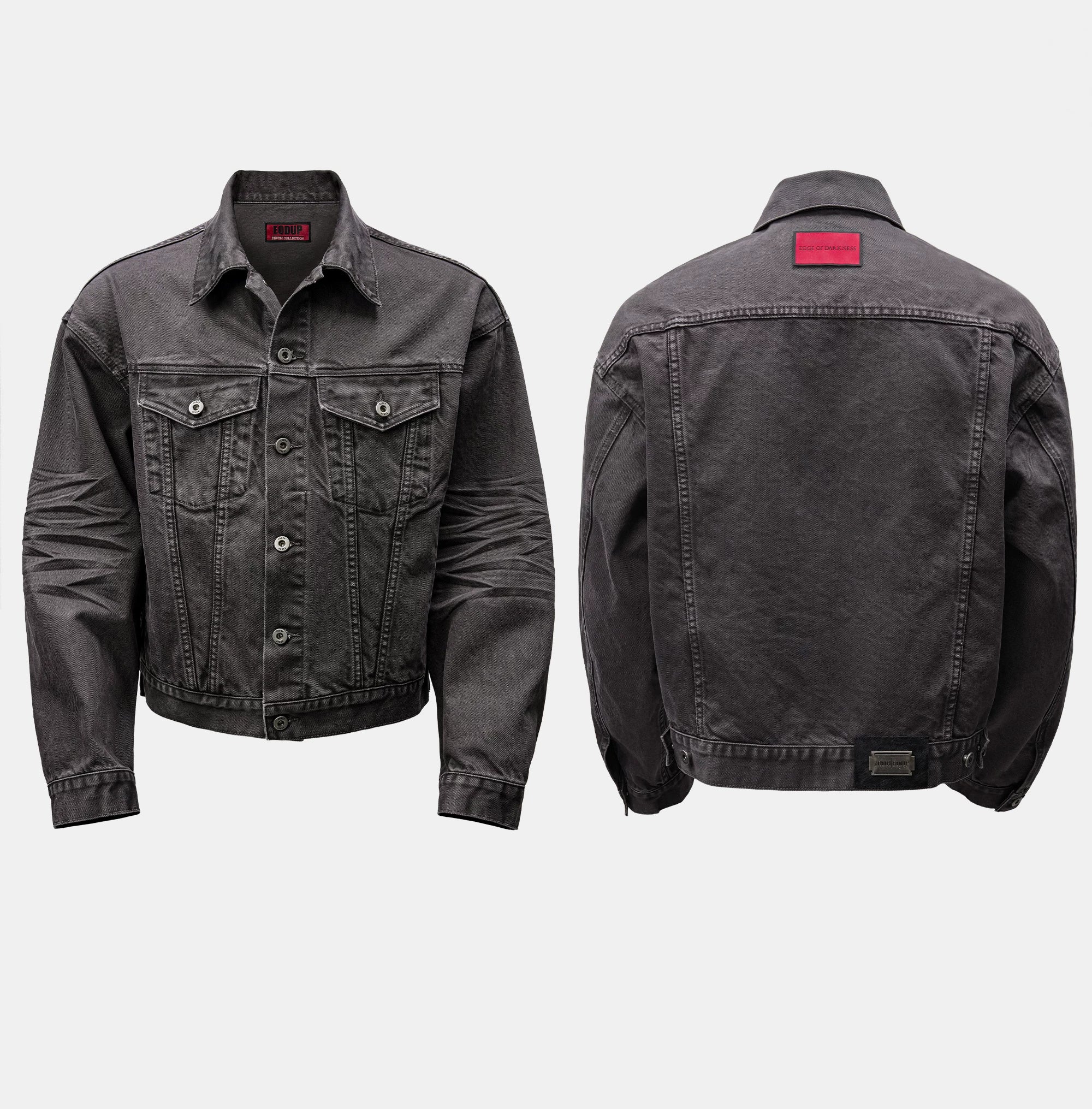 Washed Grey Boxy Denim Jacket