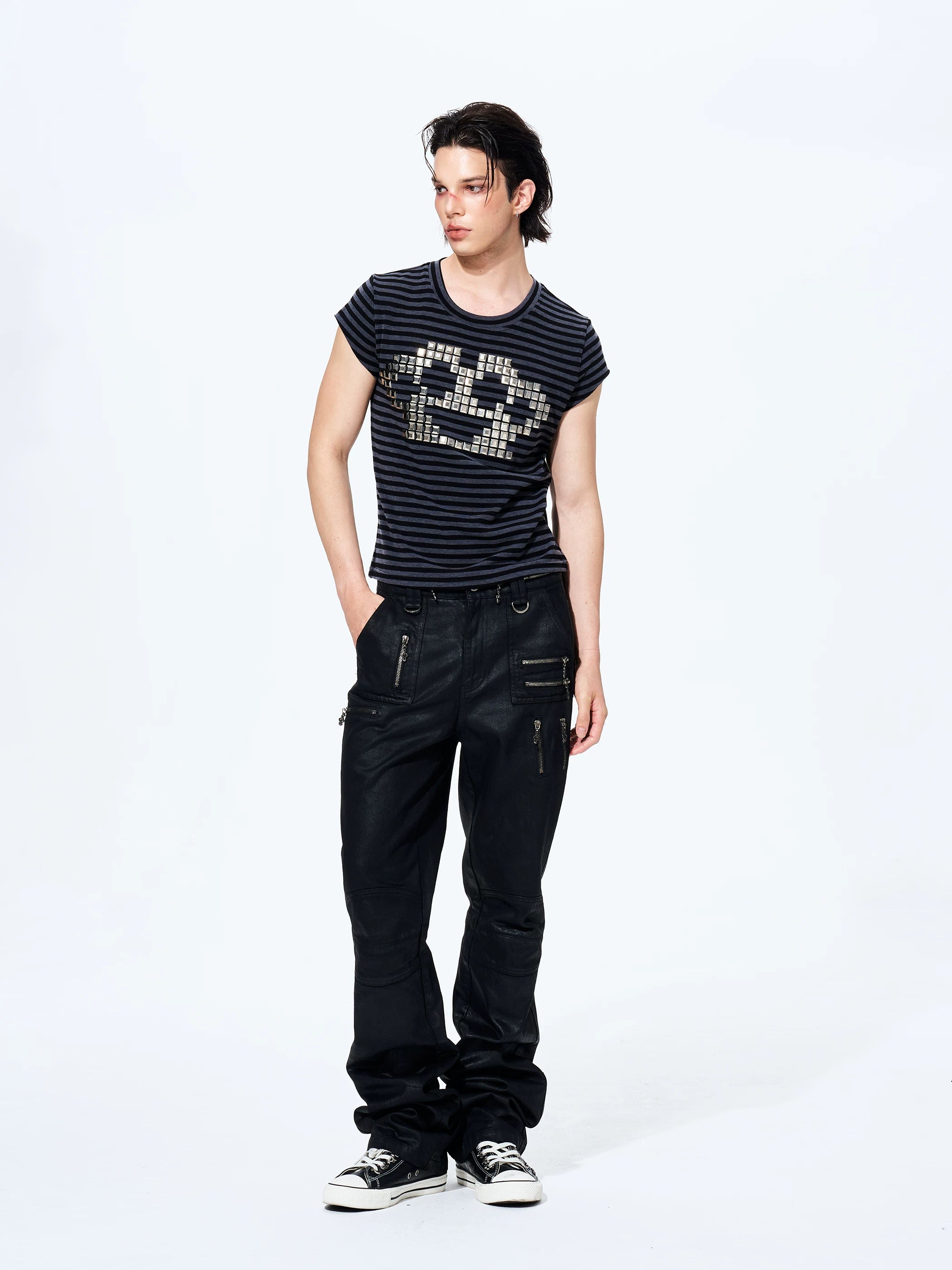 Rivet Striped Flutter Sleeve Tee