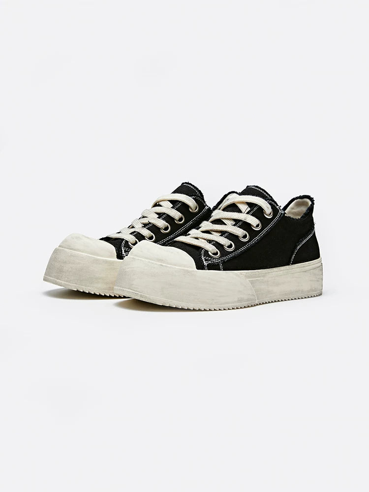 Distressed Washed Jumbo Platform Commuter Sneakers