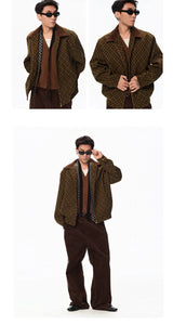 Patchwork Collar Plaid Coat