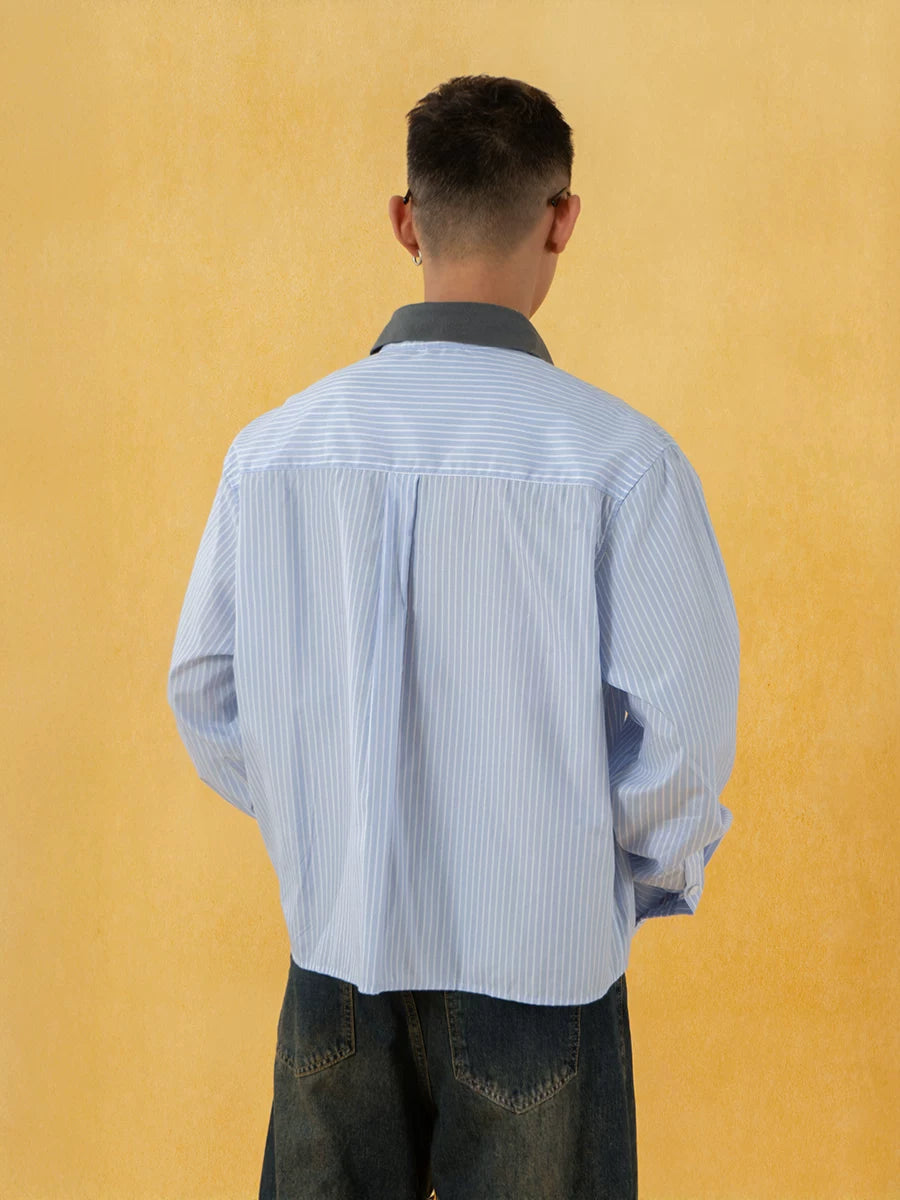Men's Blue Striped Long Sleeve Shirts
