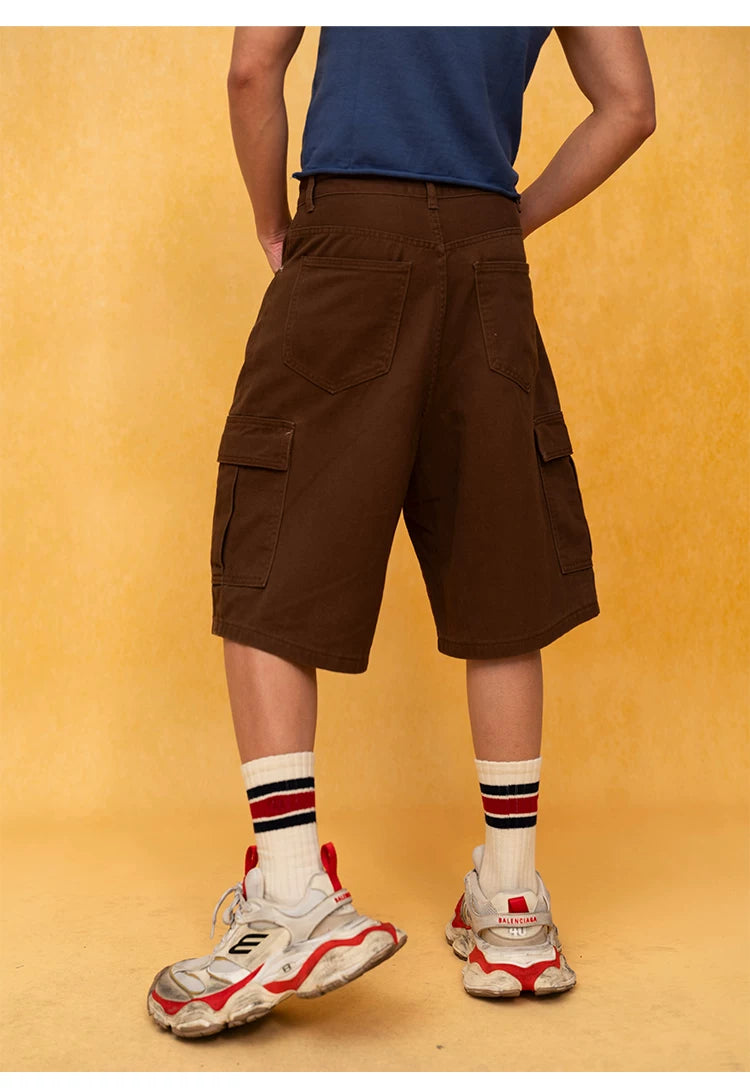 Men's Vintage Loose Cargo Denim Shorts