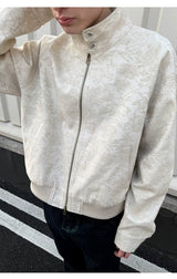 Men's Linen Floral Jacquard Harrington Jacket