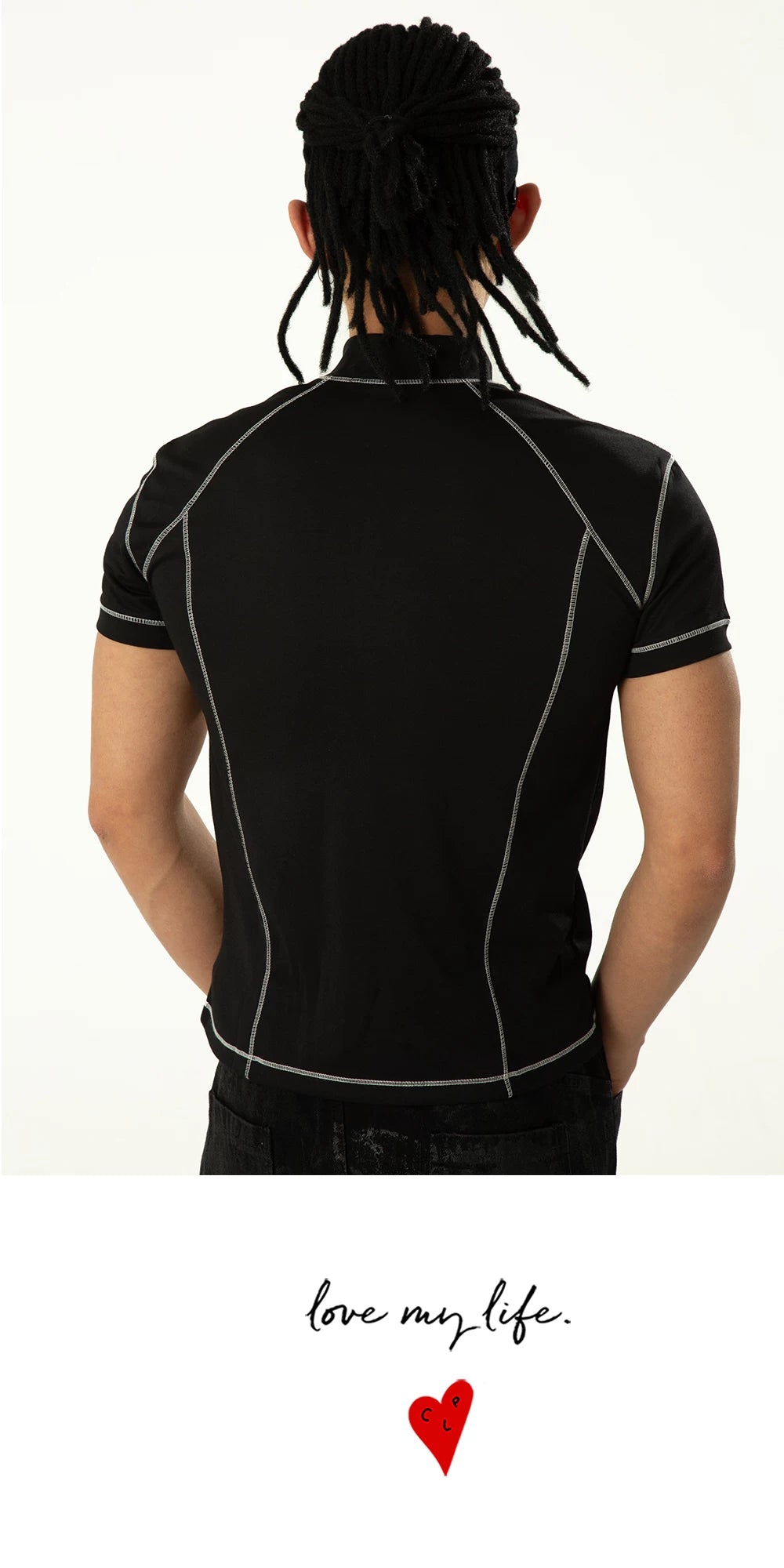 Black Short Sleeve Half-zip Men's Tee