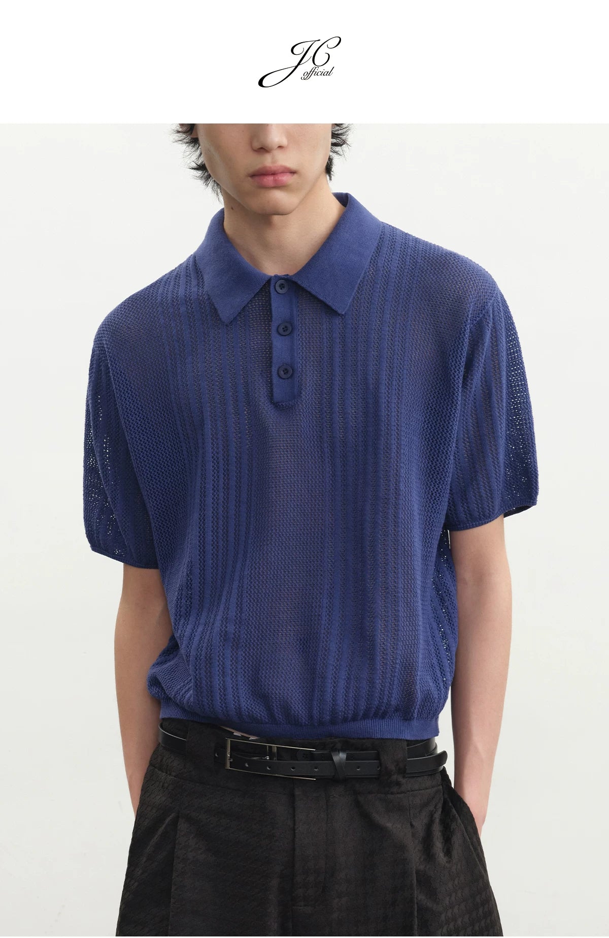 Cutout Ribbed Cotton Polo Shirts
