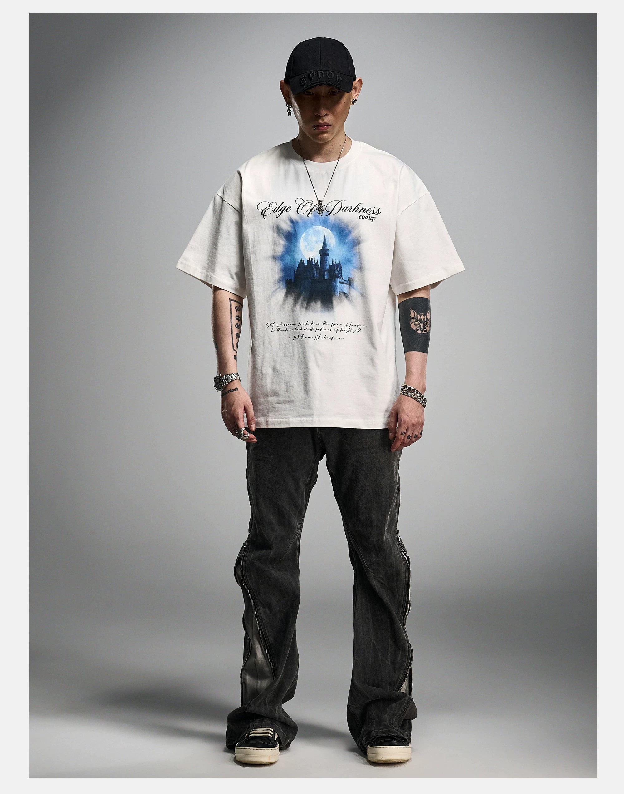 Loose Ivory Printed Short Sleeve Tee