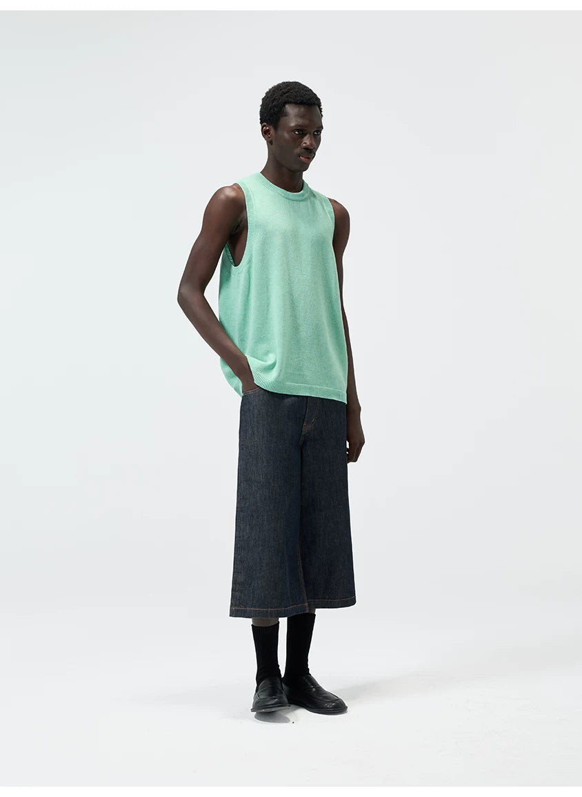Knit Linen Cotton Blend Tank Top