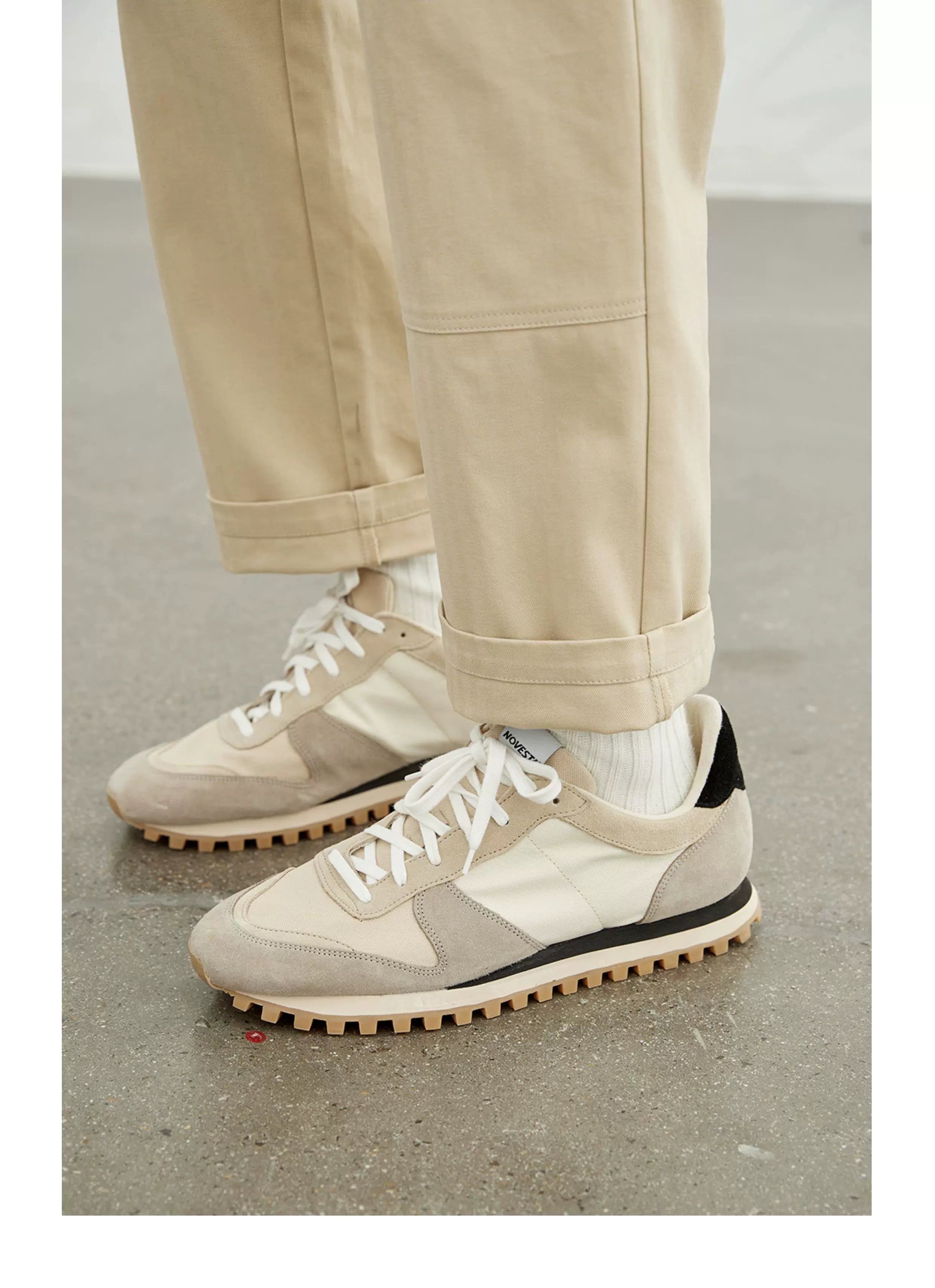 Vintage Herringbone Elastic Waist Cargo Pants