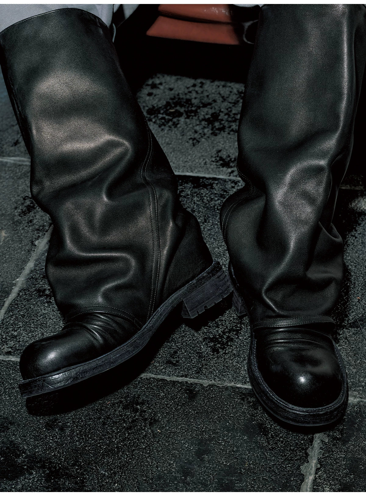 Washed Wrinkled Cowhide Boots