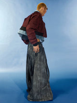 Y2K Washed Loose Flared Denim Overalls
