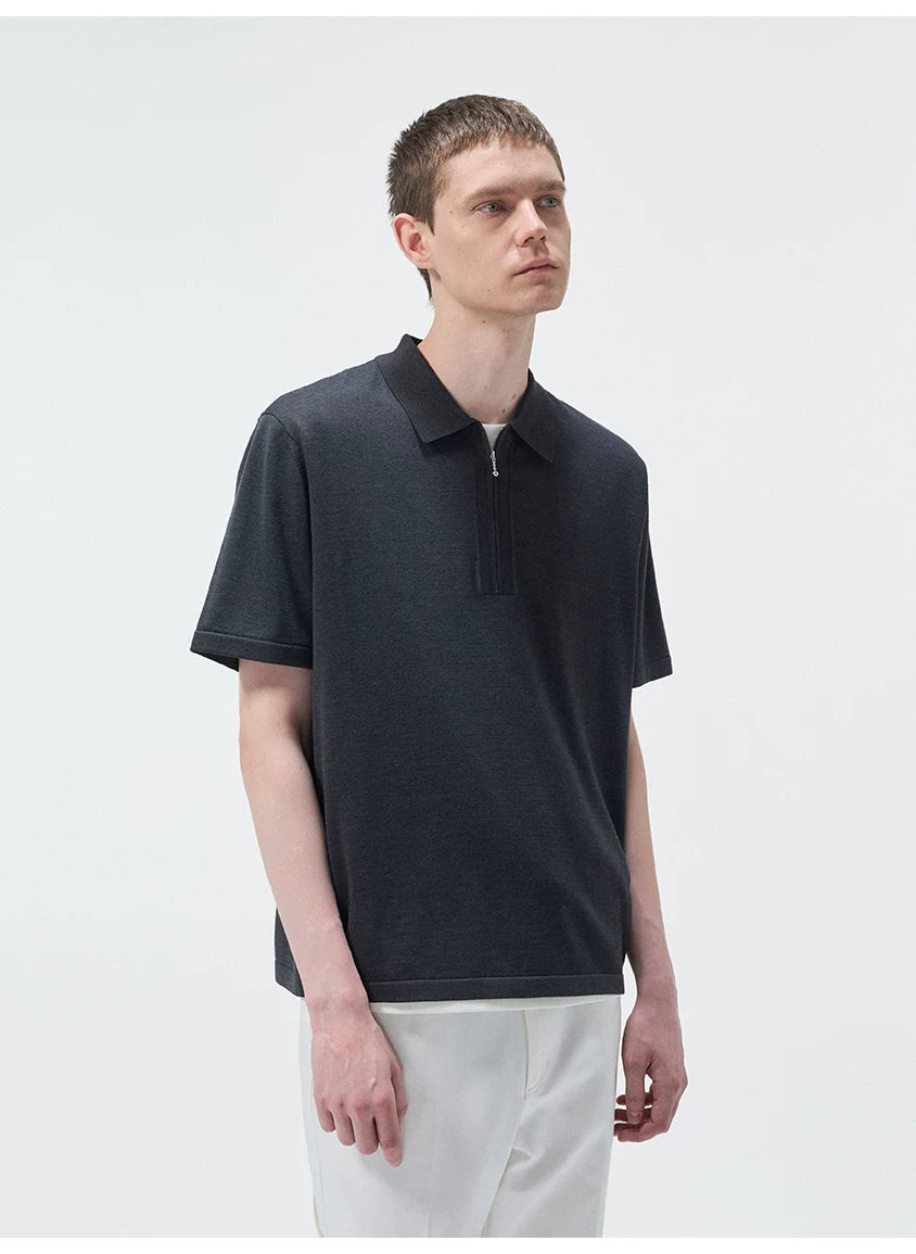 Short Sleeve Wool Silk Knit Top