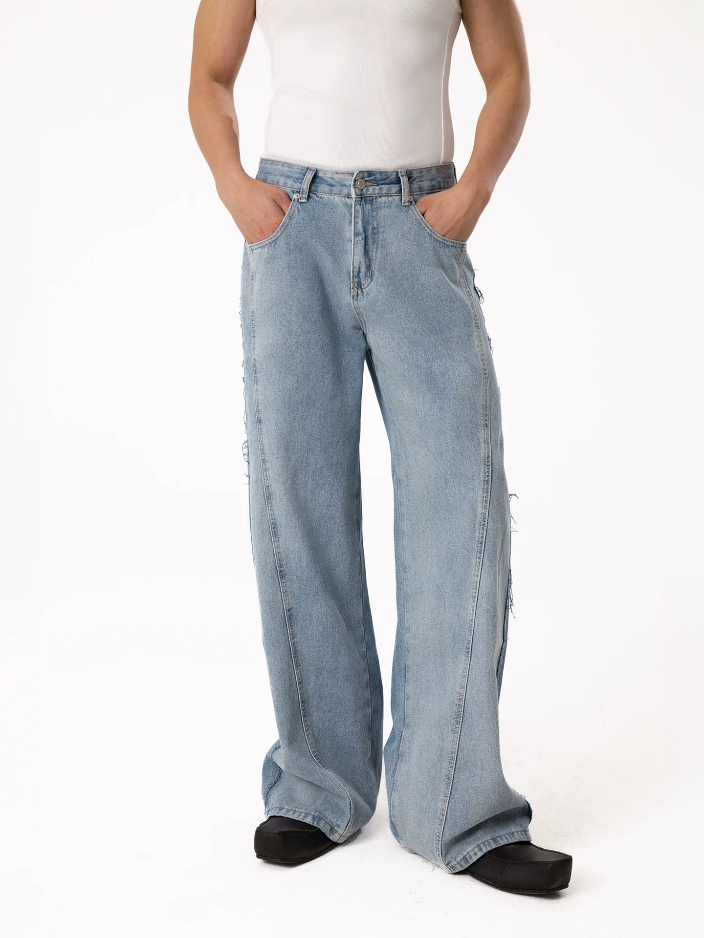 Men's Blue Gradient Distressed Jeans