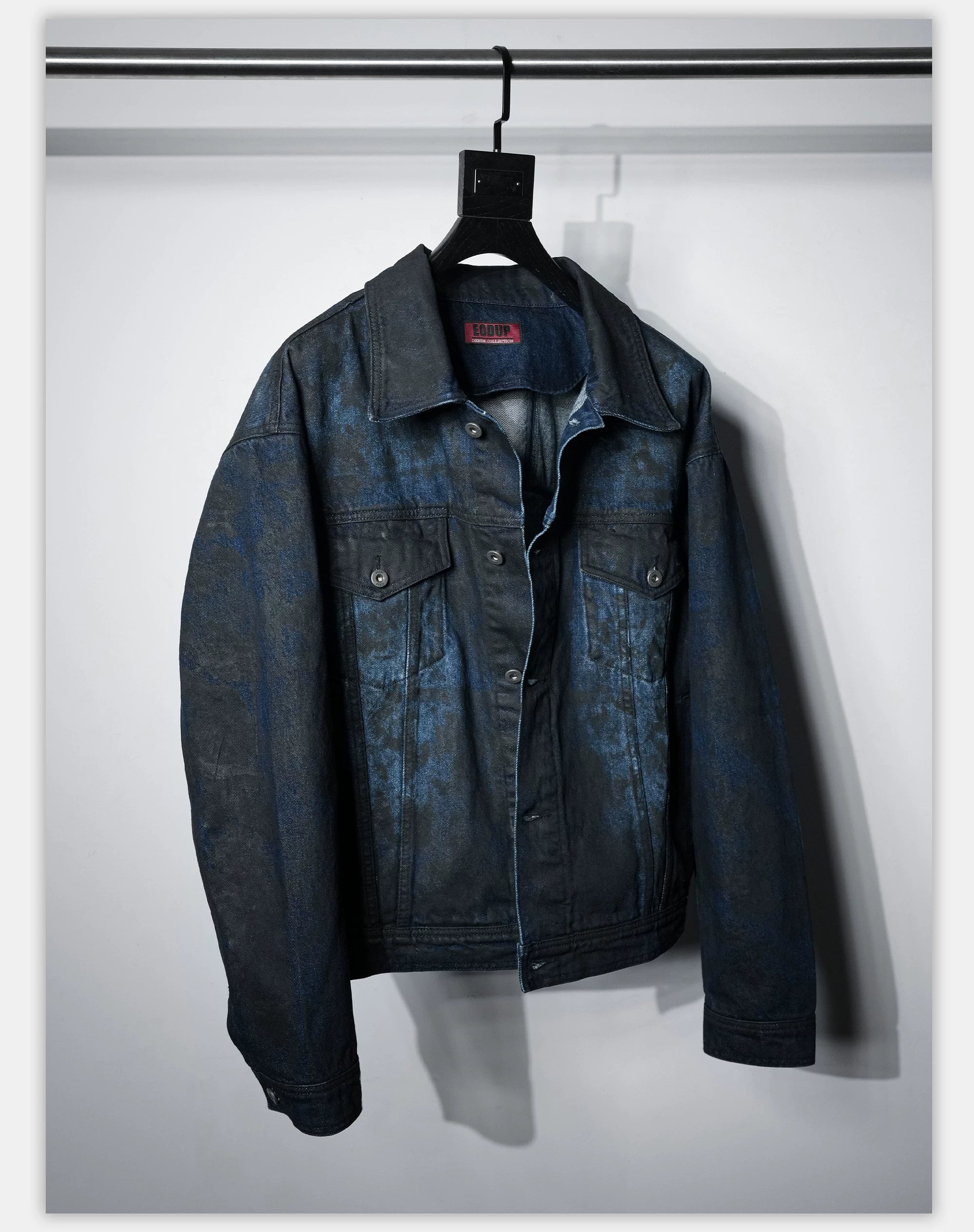 Distressed Ice Blue Ombre Denim Jacket