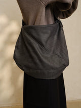 Wide Strap Checkered Crossbody Hobo Bag