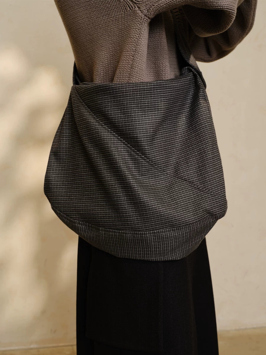 Wide Strap Checkered Crossbody Hobo Bag