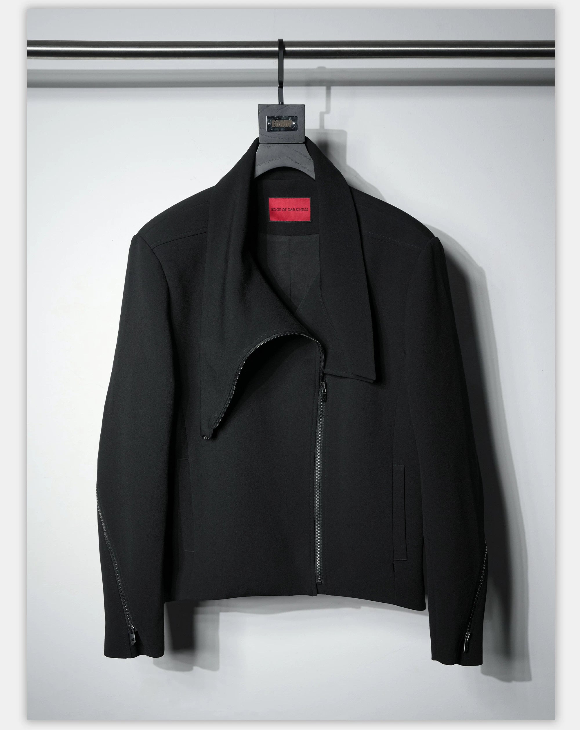 Dark Matte High Collar Zip Jacket
