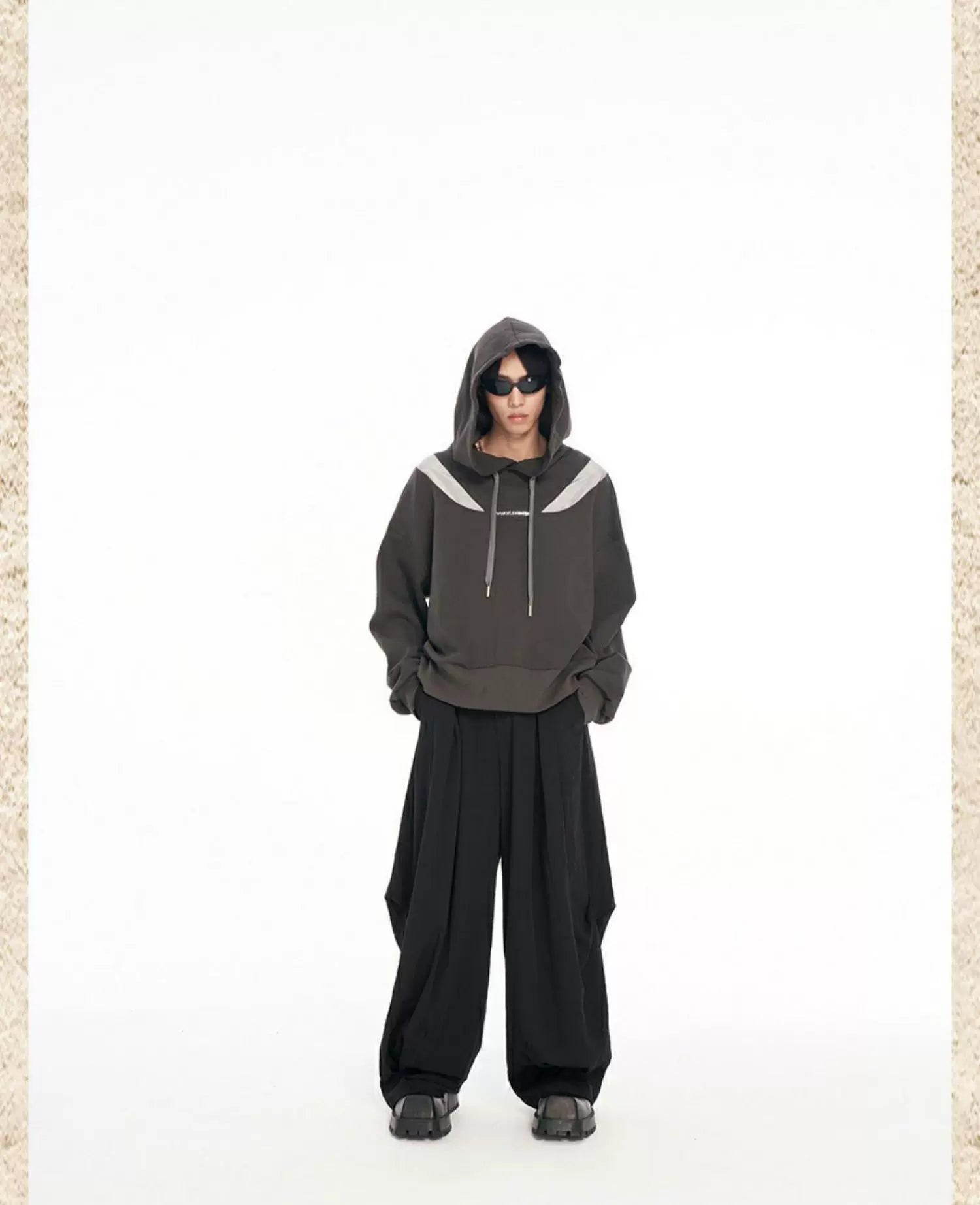 Irregular Patchwork Liquid Metal Loose Hoodie