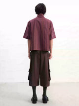 Short-Sleeve Striped Cotton Linen Shirt