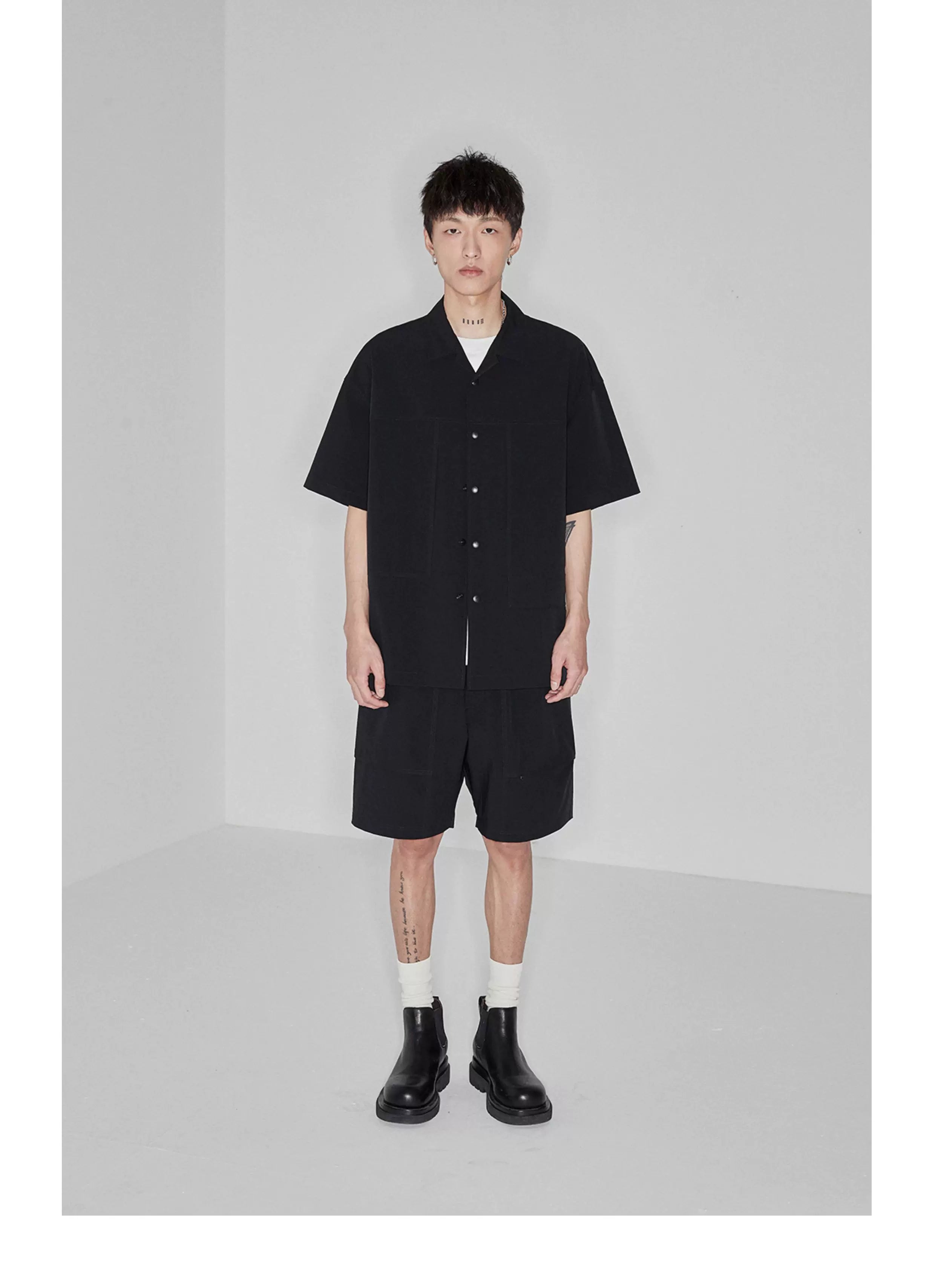 Plaid Multi-Pocket Elastic Waist Shorts